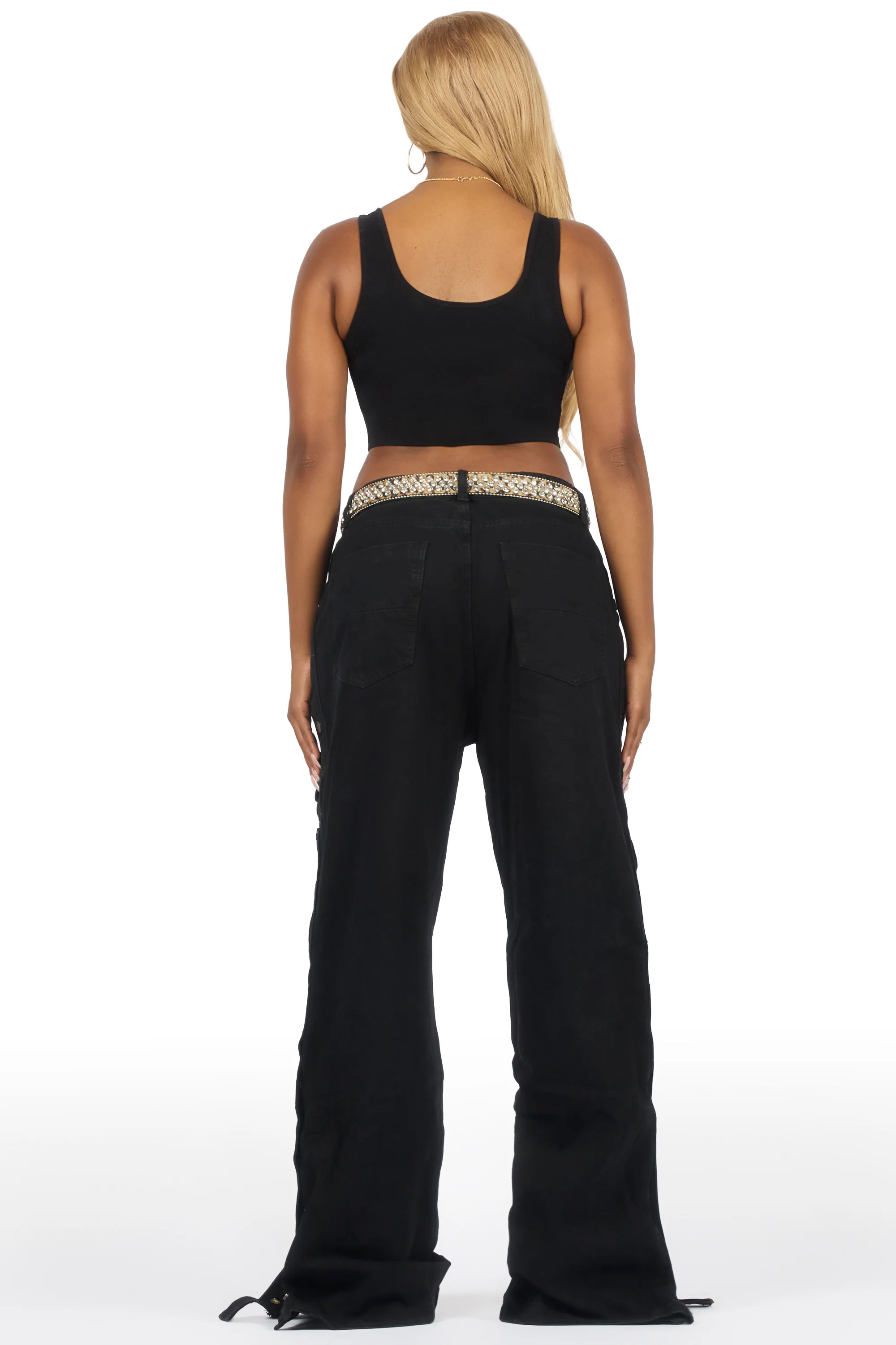 Jinnette Black Baggy Fit Snap Jean - Image 6