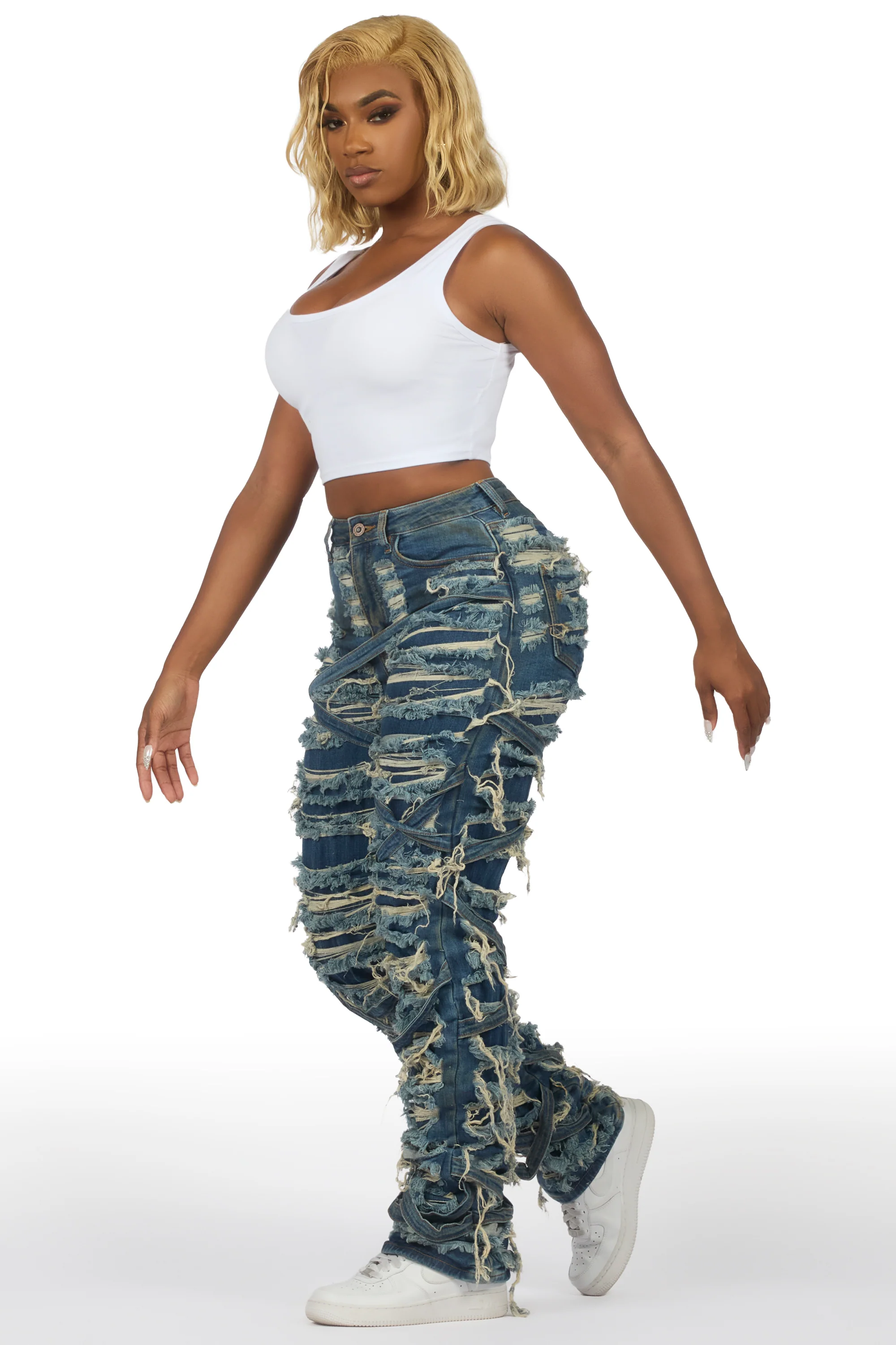 Kelia Med. Wash Distressed Jean - Image 4