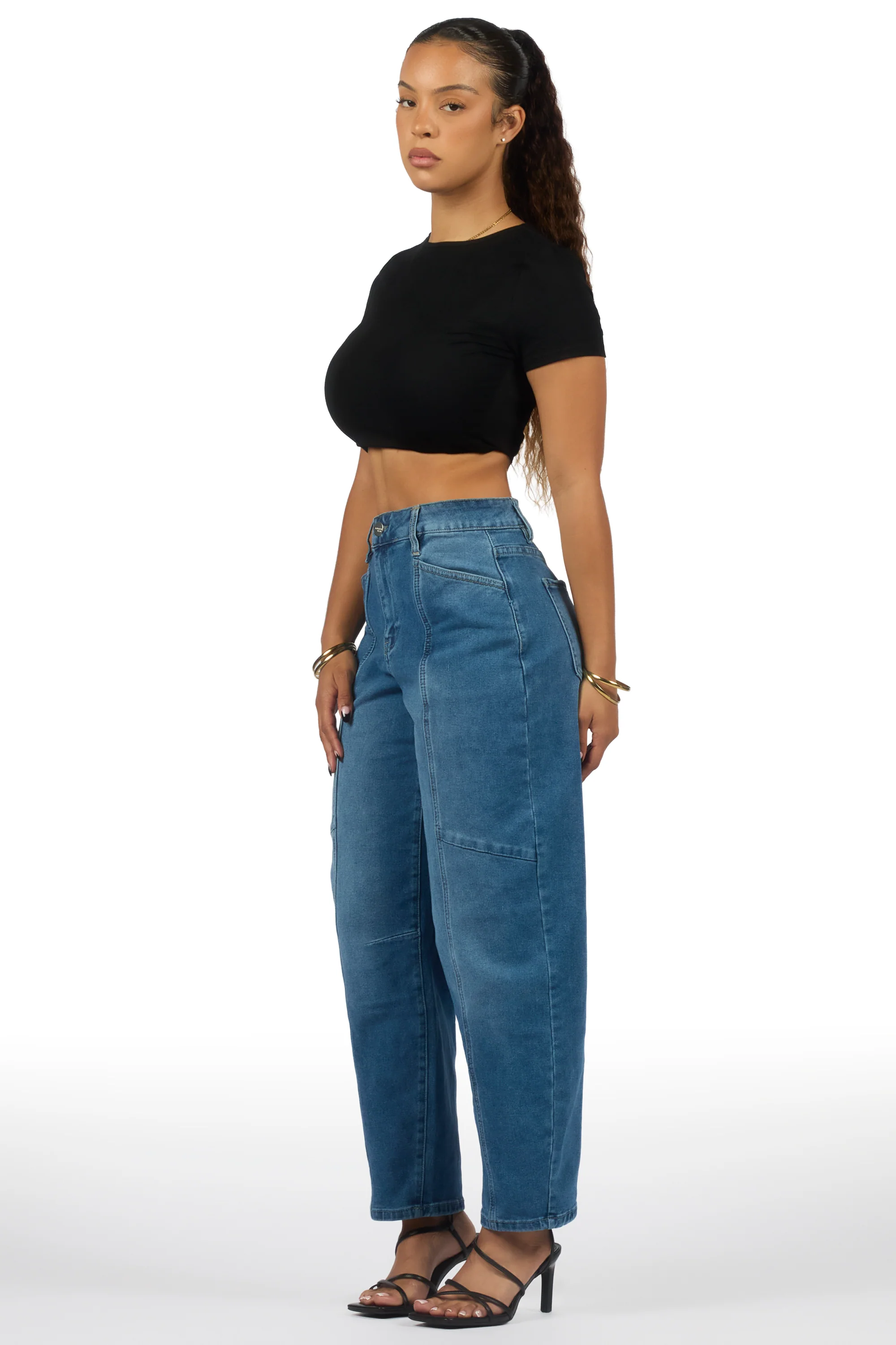 Shavila Med. Wash Seamed Barrel Baggy Jean - Image 4