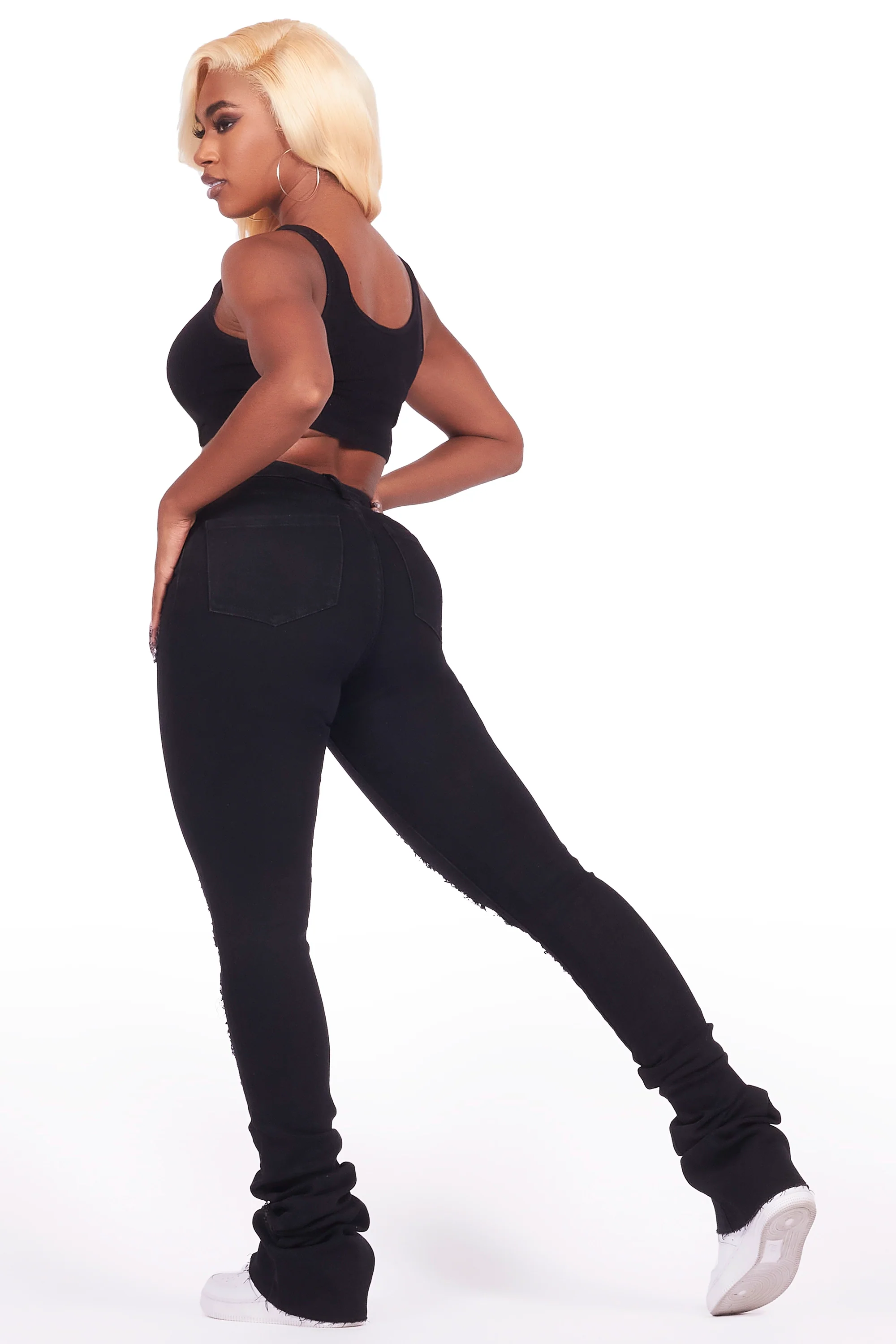 Got A Crush Black Distressed Super Stacked Jean - Image 5