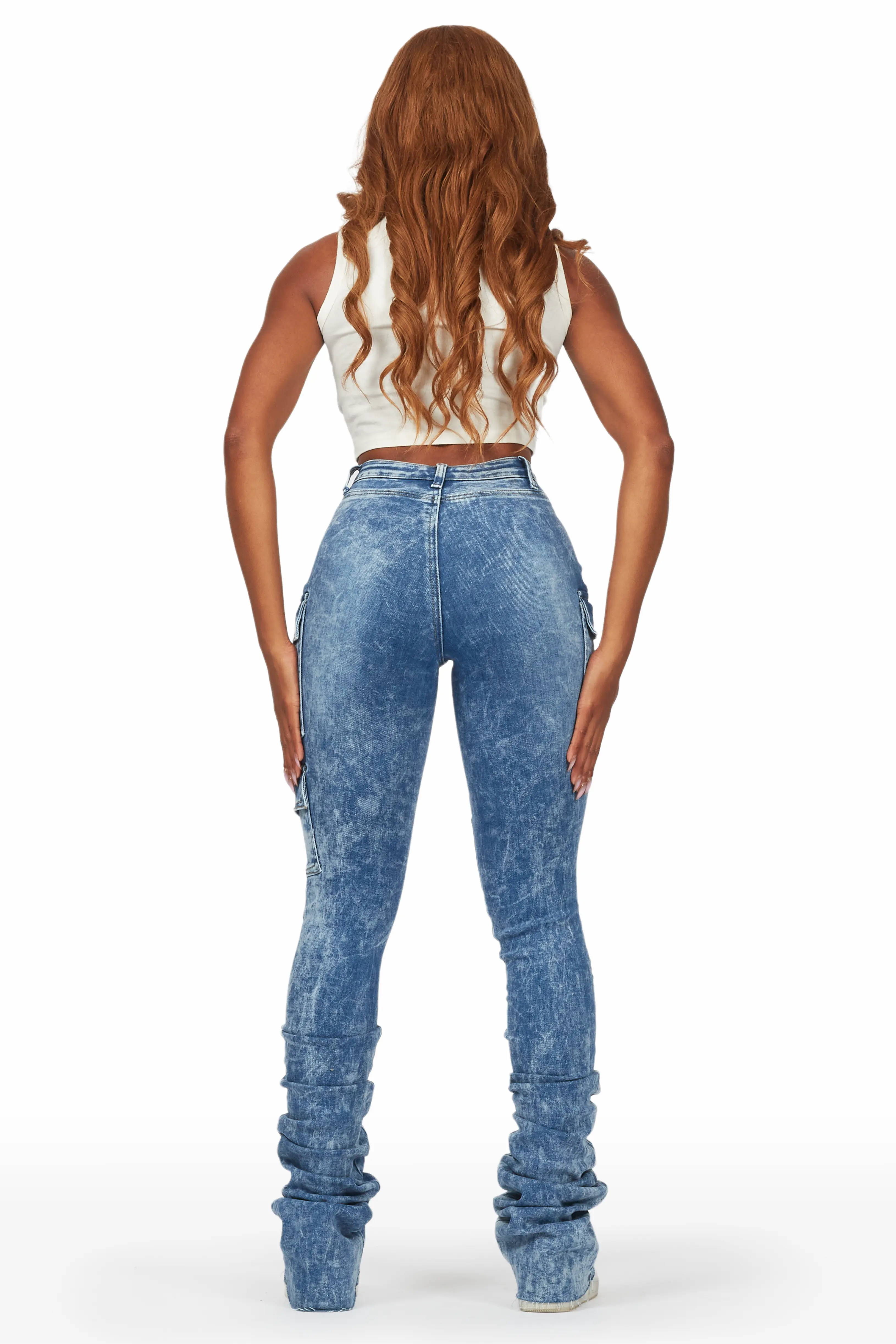 Vixen Acid Wash Cargo Super Stacked Jean - Image 5