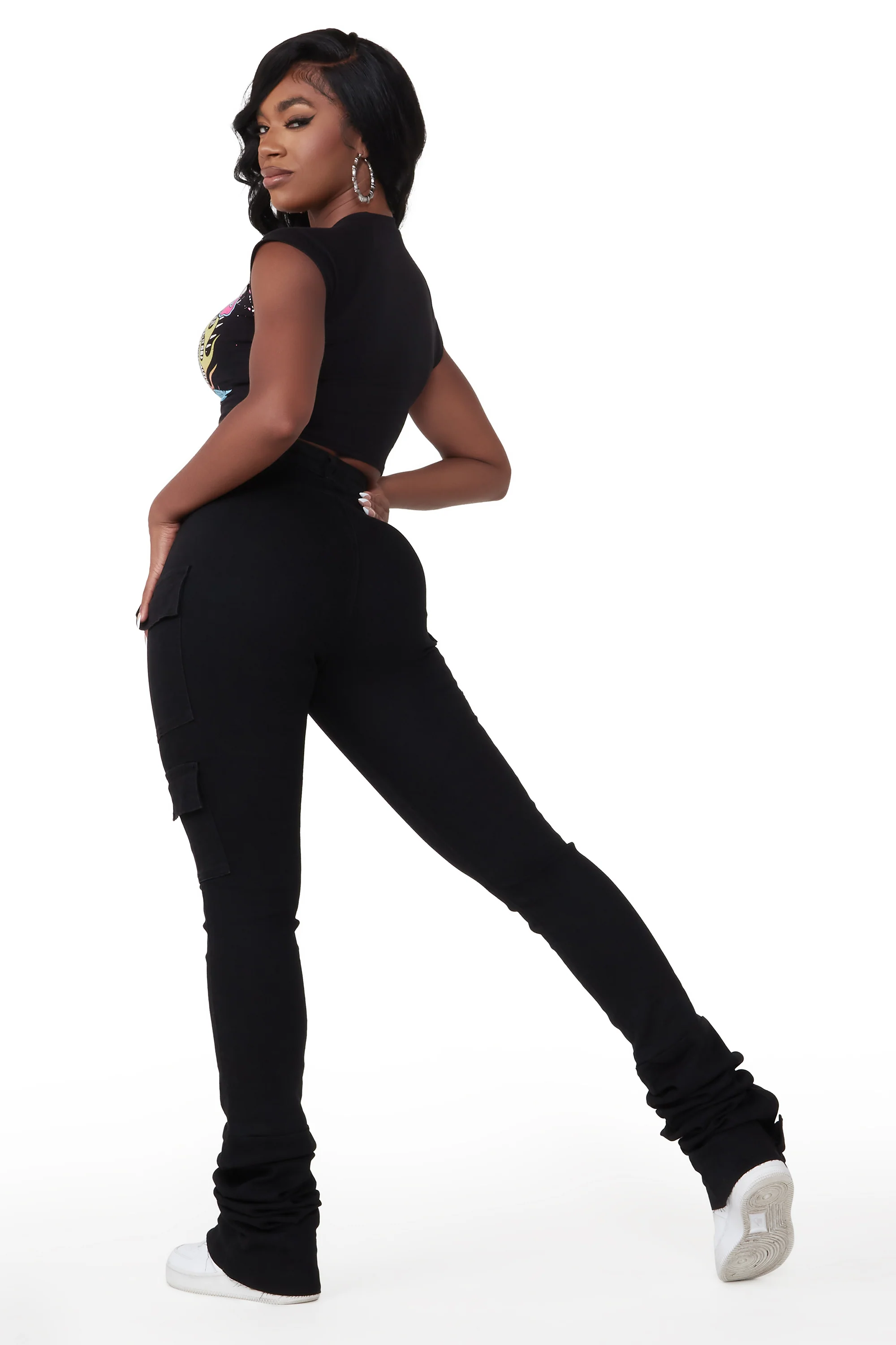 Vixen Black Cargo Super Stacked Jean - Image 2