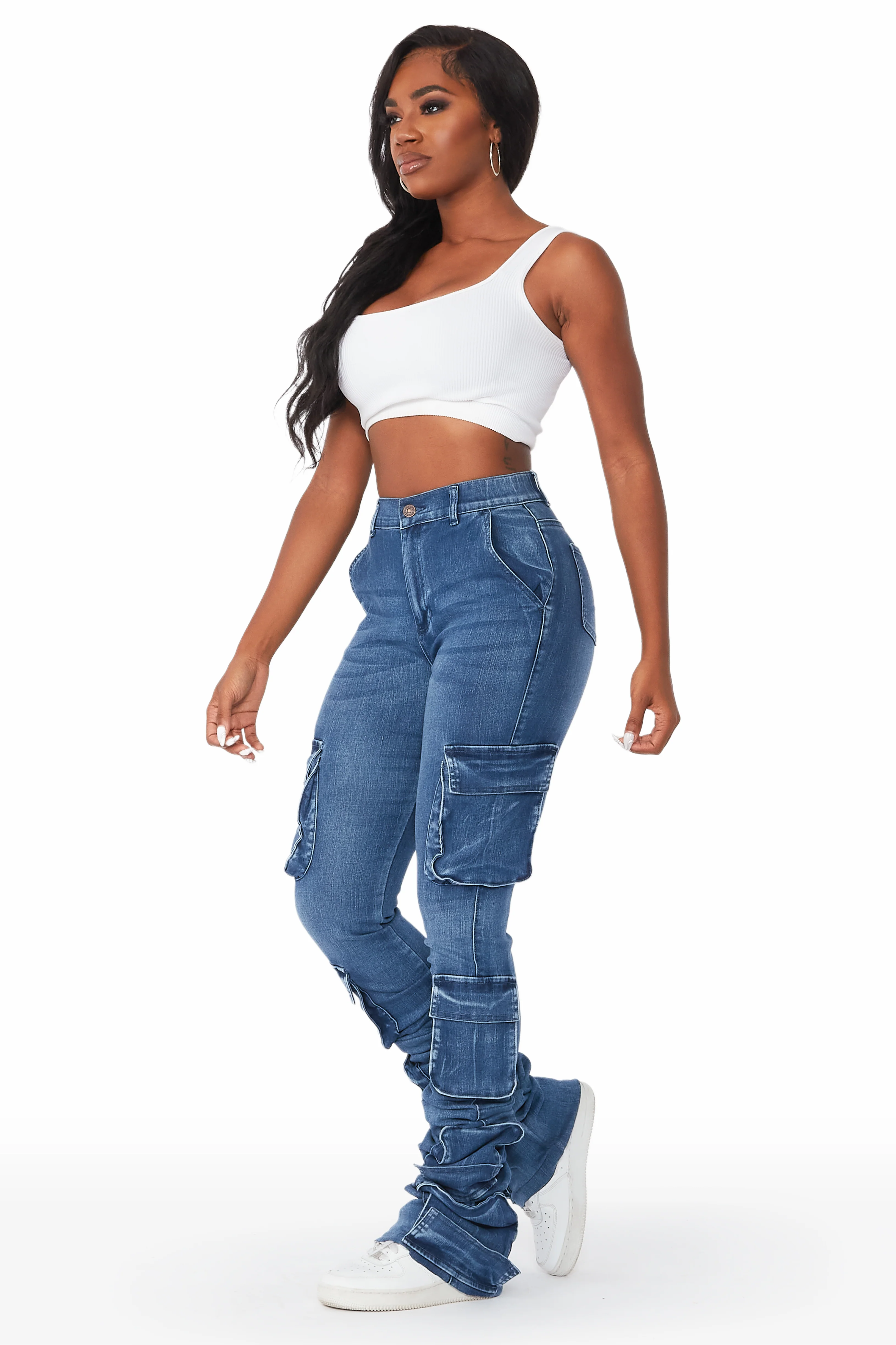Phoebe Med. Wash Super Stacked Jean - Image 4