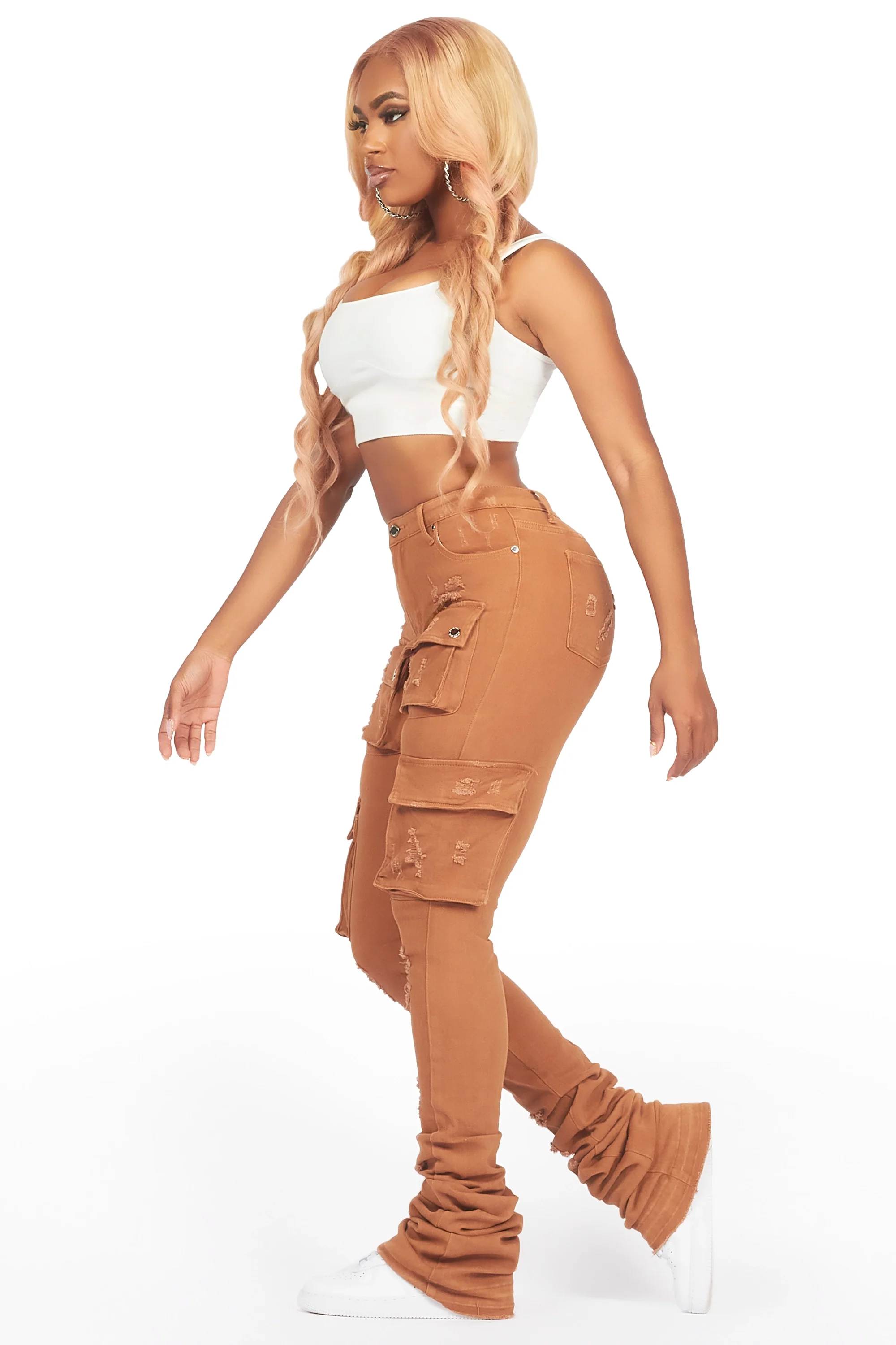 Noor Tan Cargo Super Stacked Jean - Image 4