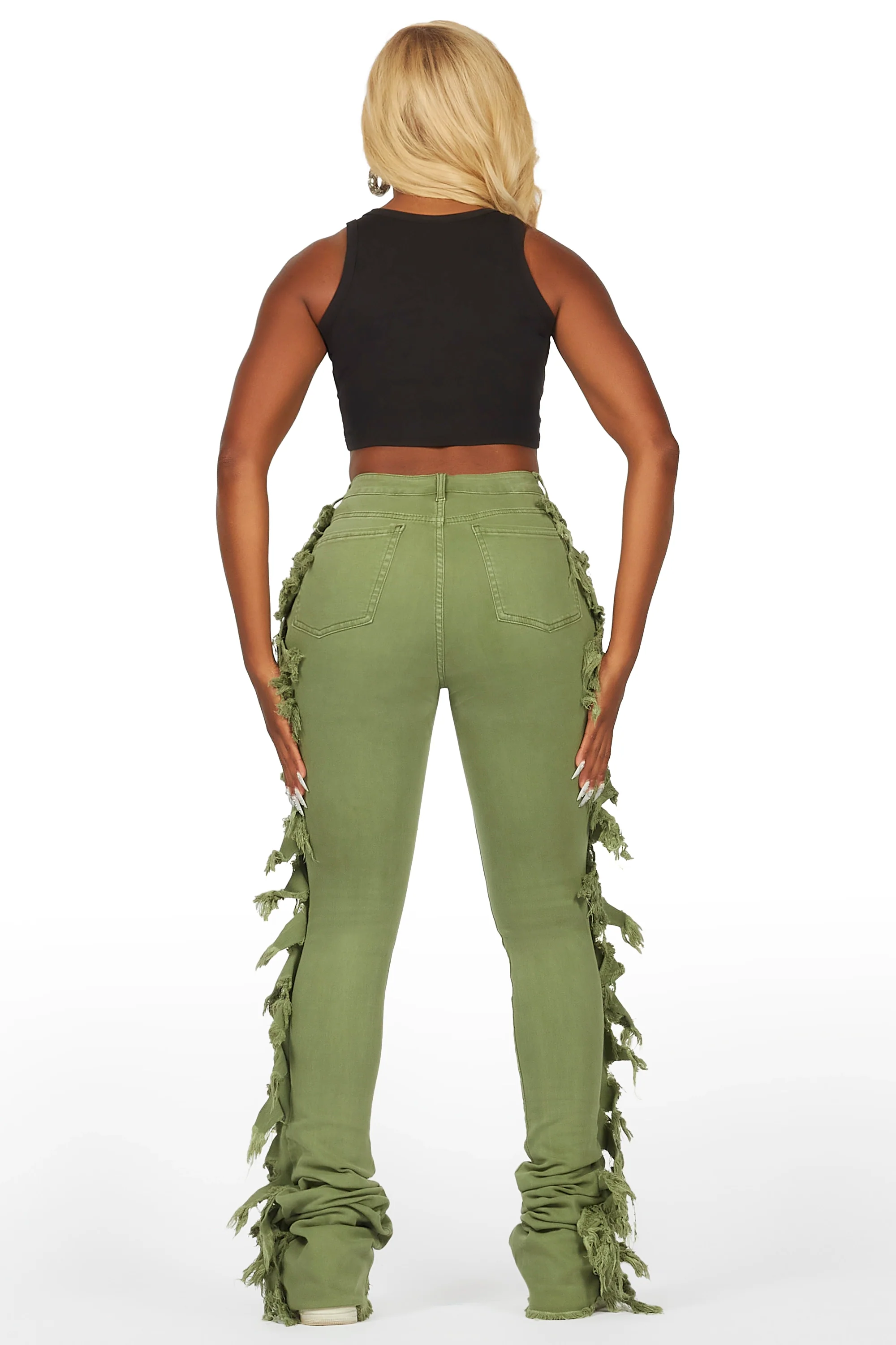Cataleya Olive Super Stacked Jean - Image 5