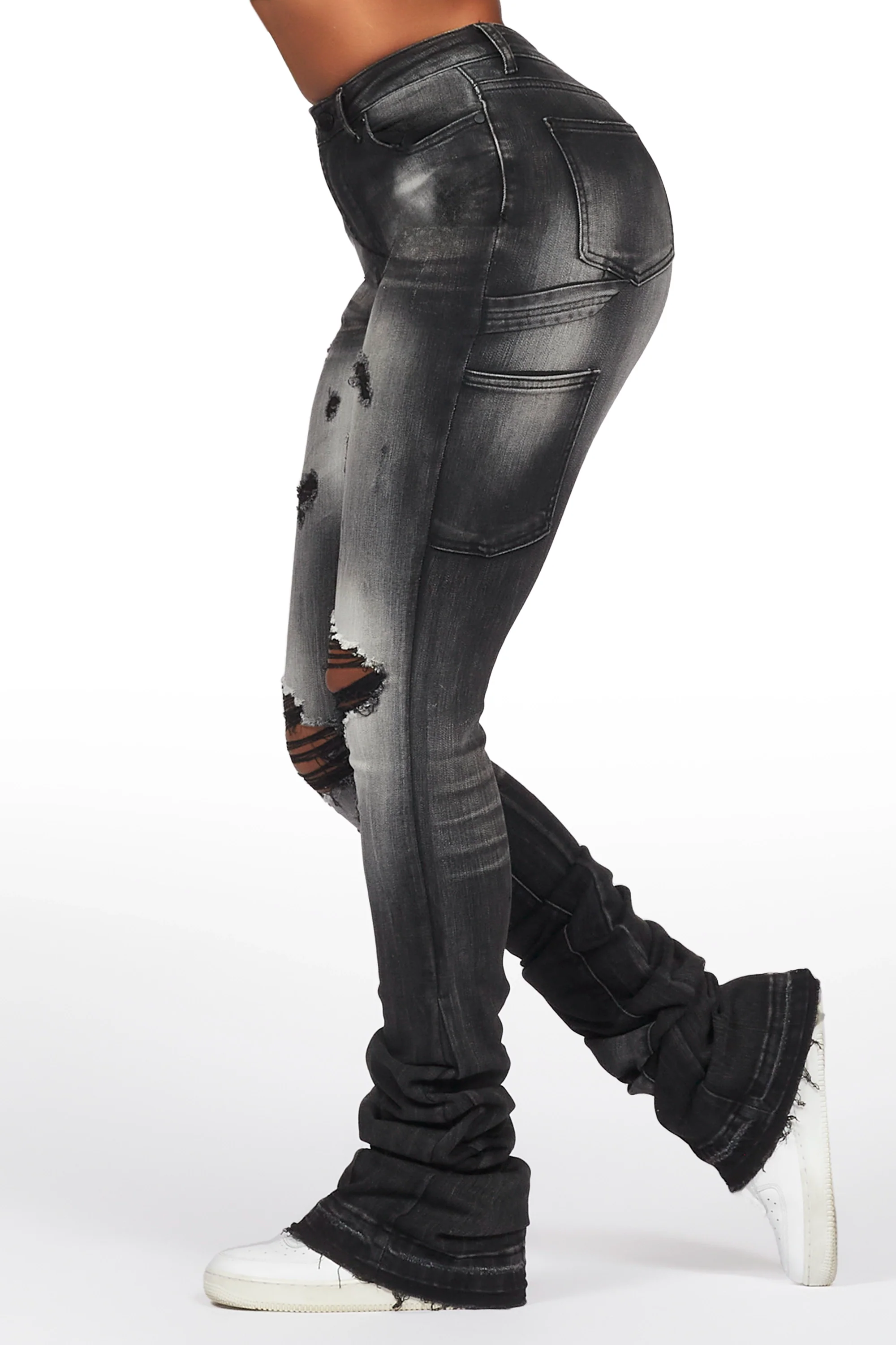 Ashlee Grey Wash Super Stacked Jean - Image 3
