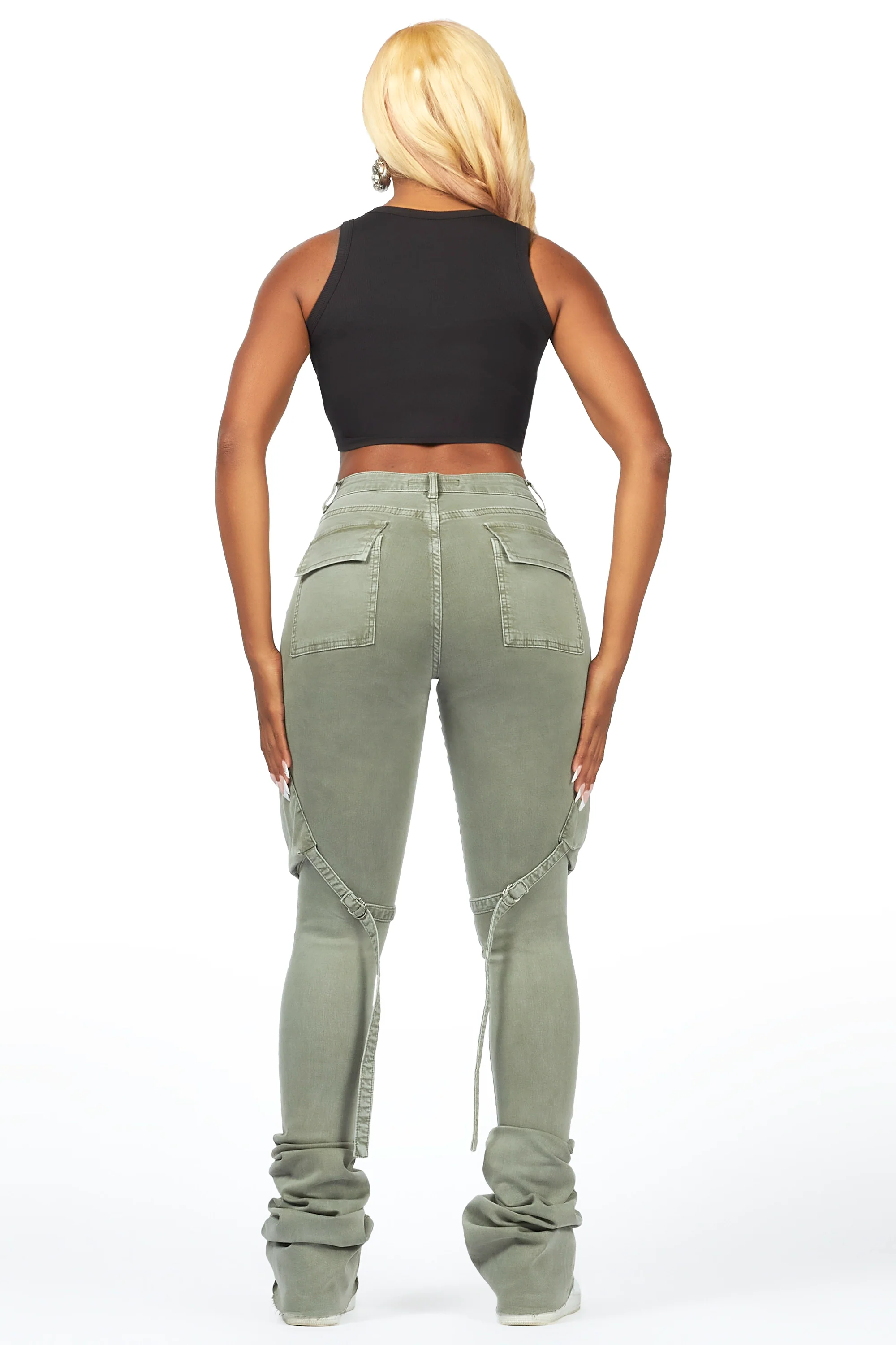 Caitlin Olive Cargo Super Stacked Jean - Image 5