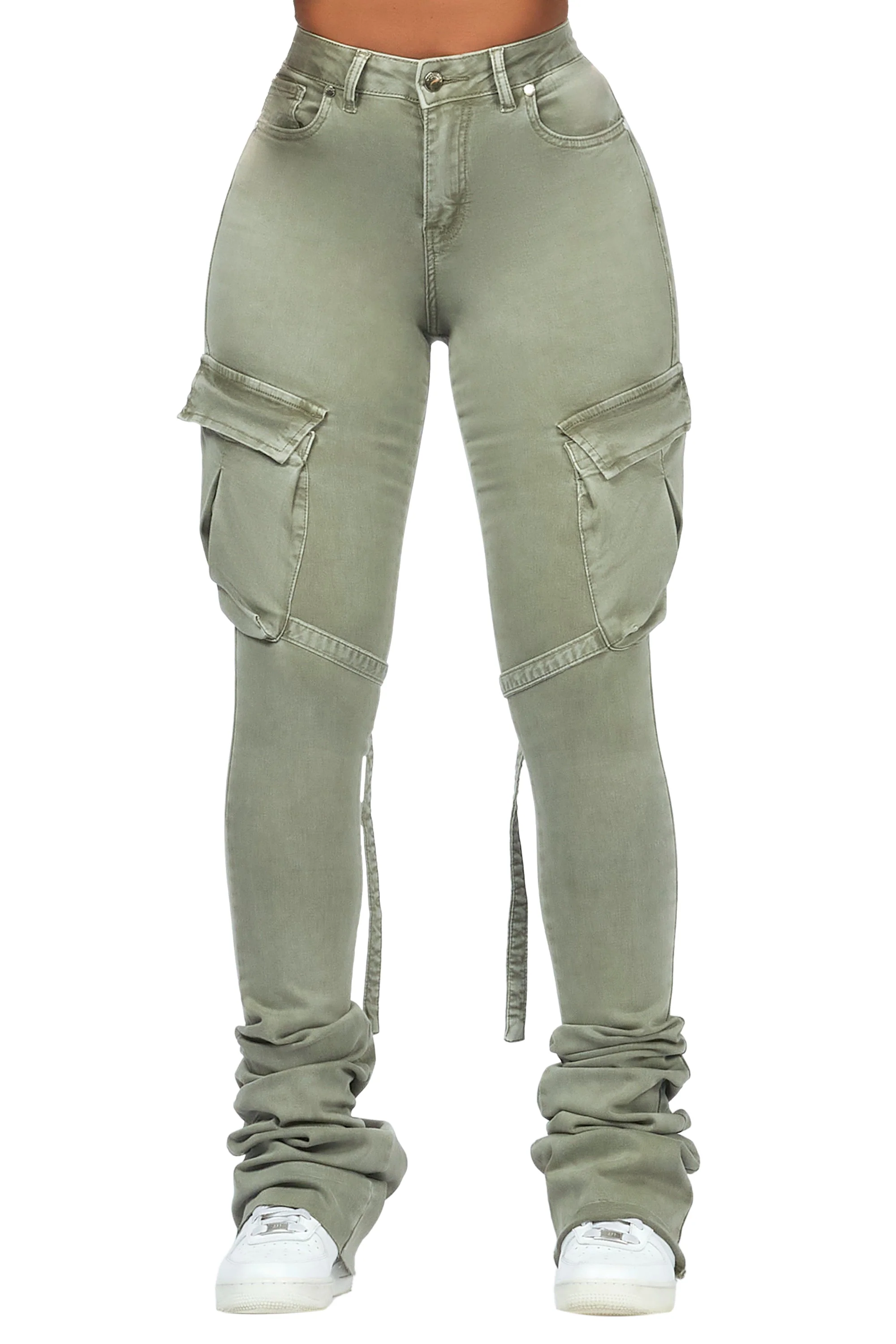 Caitlin Olive Cargo Super Stacked Jean - Image 7