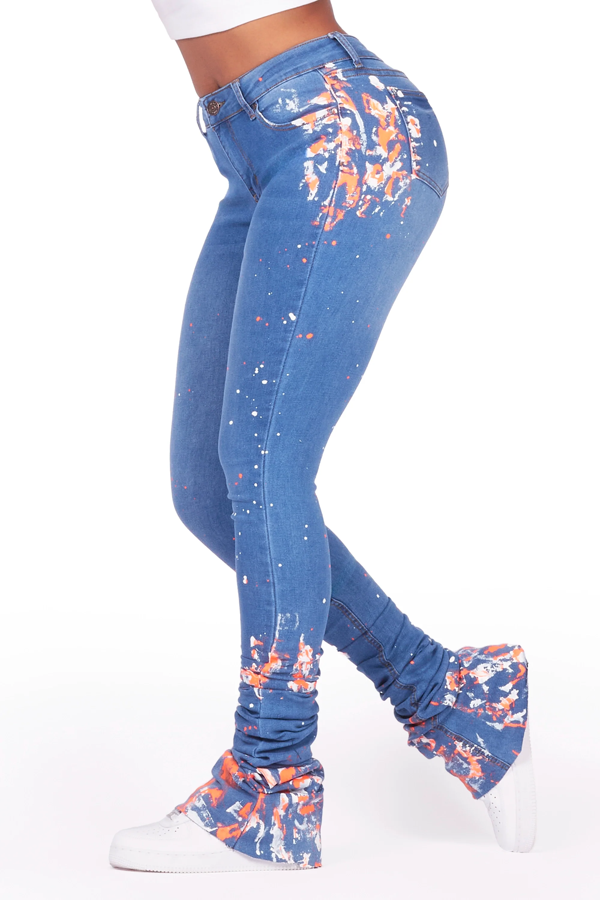 Khalia Med. Wash Painted Super Stacked Jean - Image 4