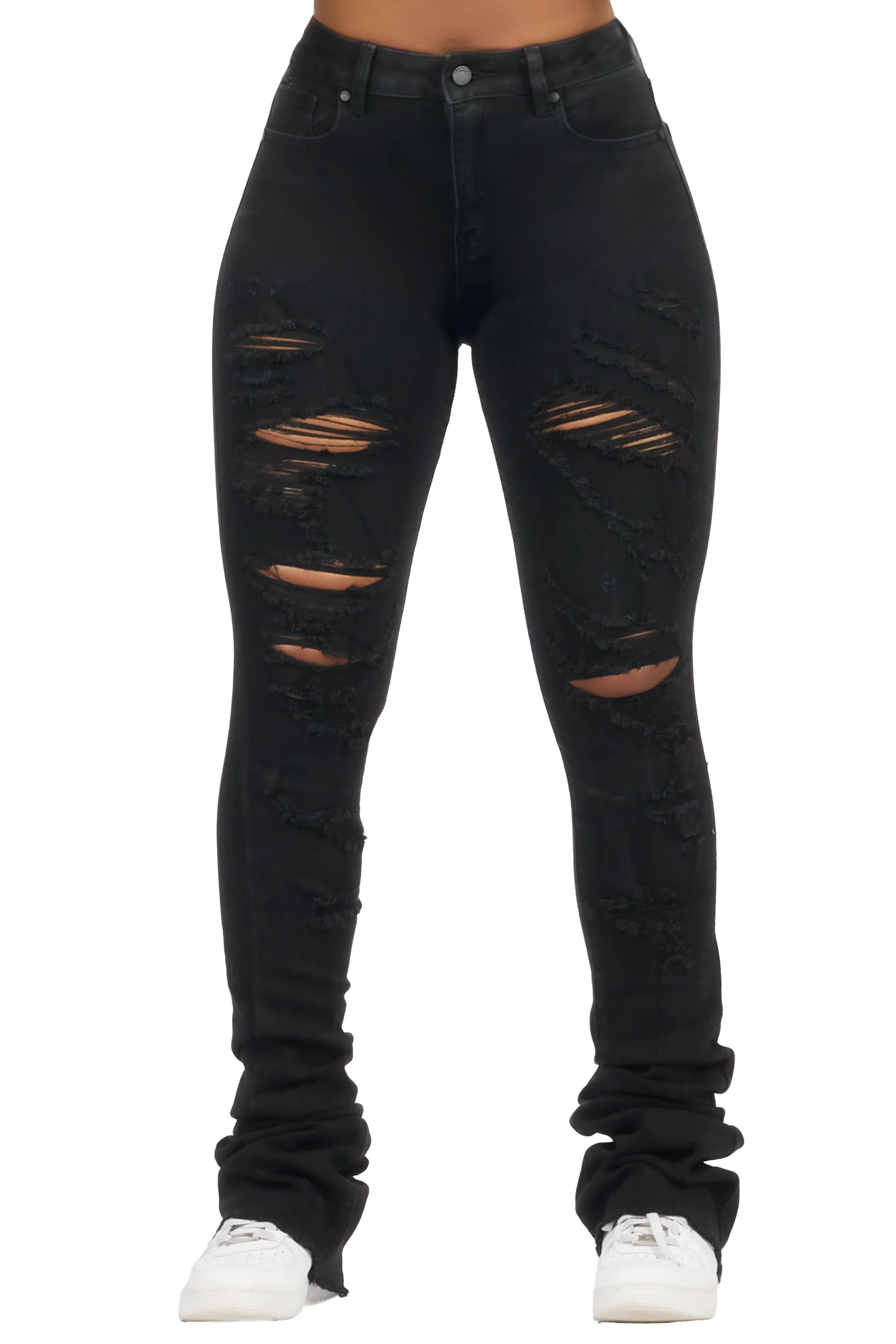 Teyja Black Distressed Super Stacked Jean - Image 6