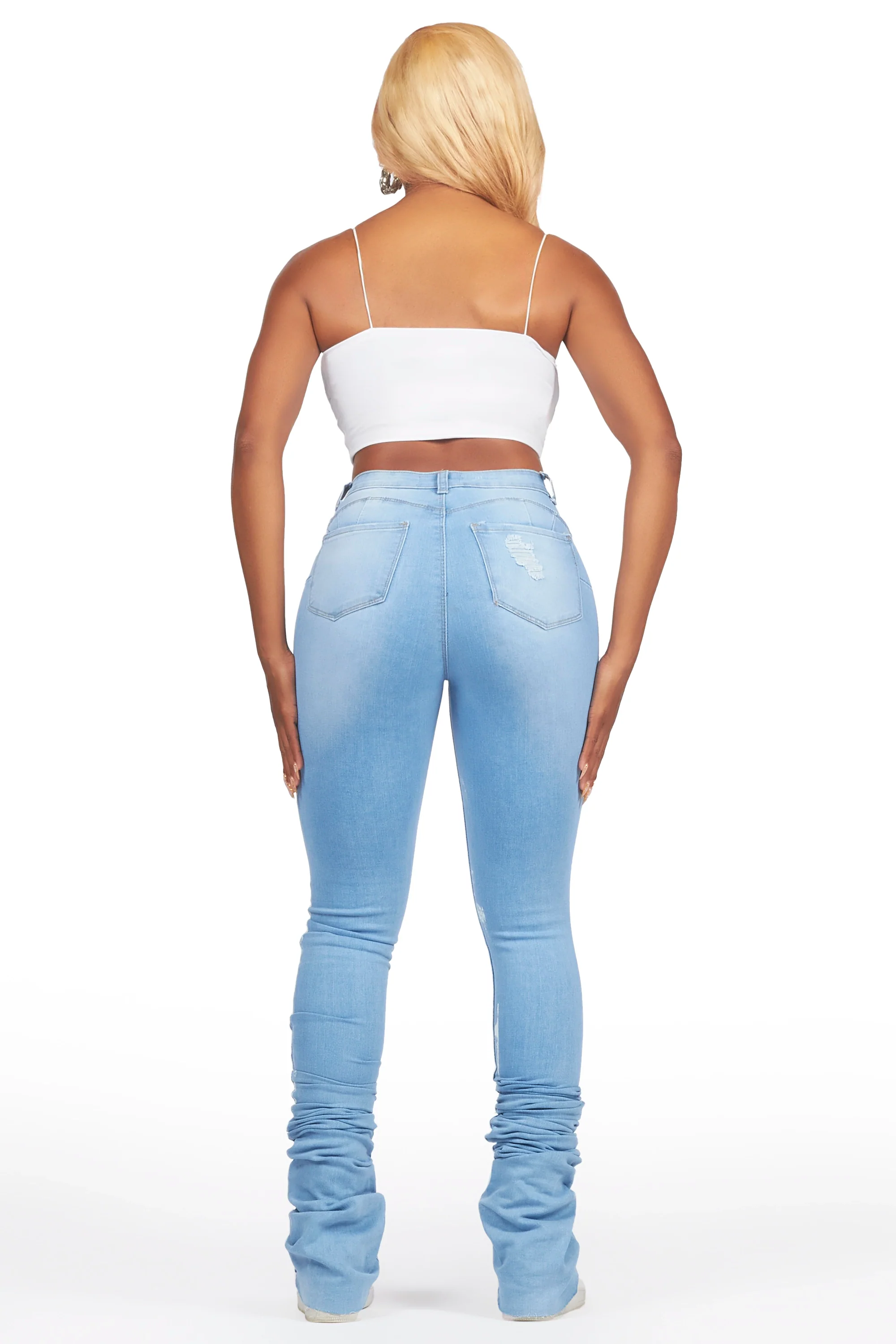 Savaughn Light Wash Painted Super Stacked Jean - Image 5