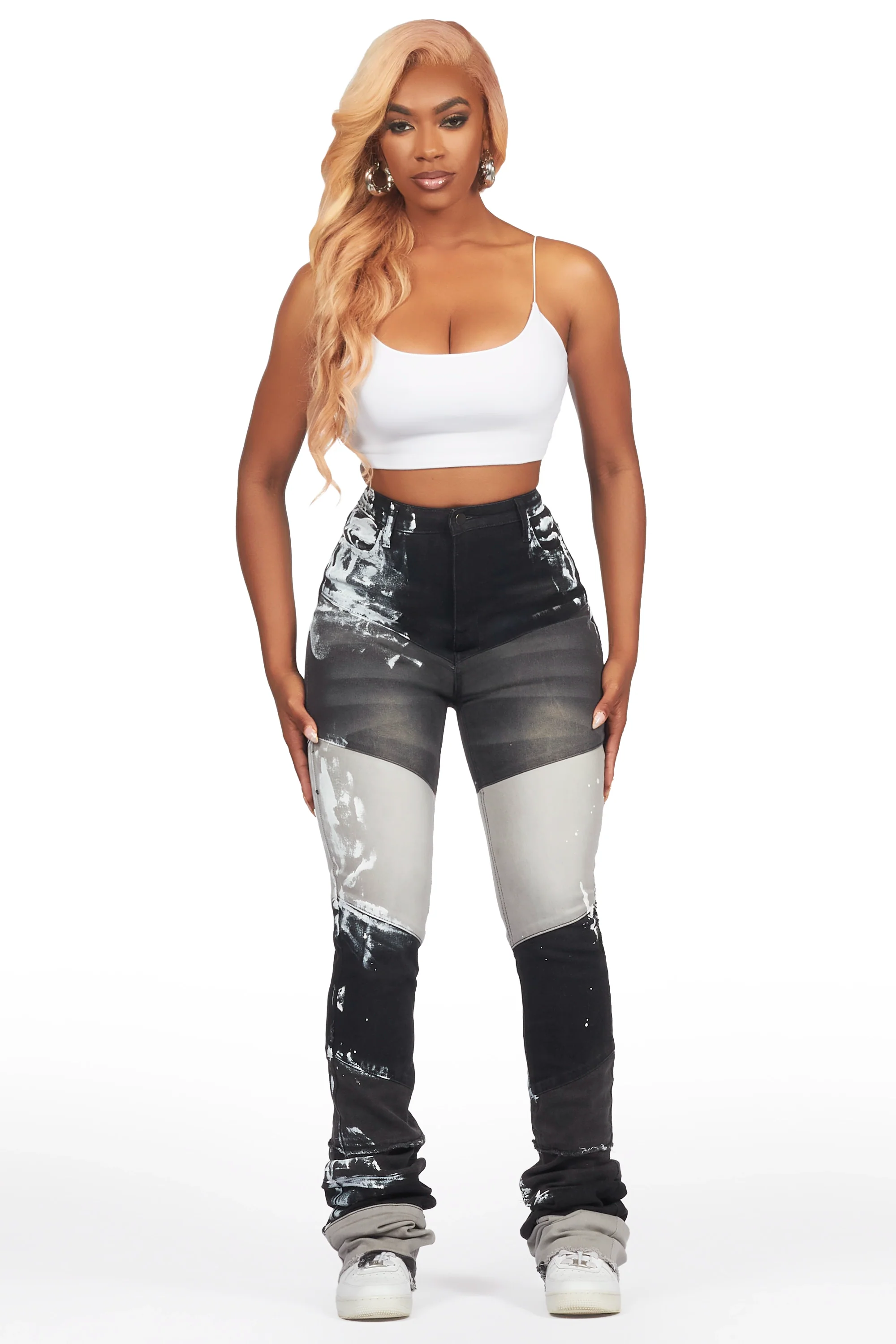 Anita Black Painted Super Stacked Jean - Image 3