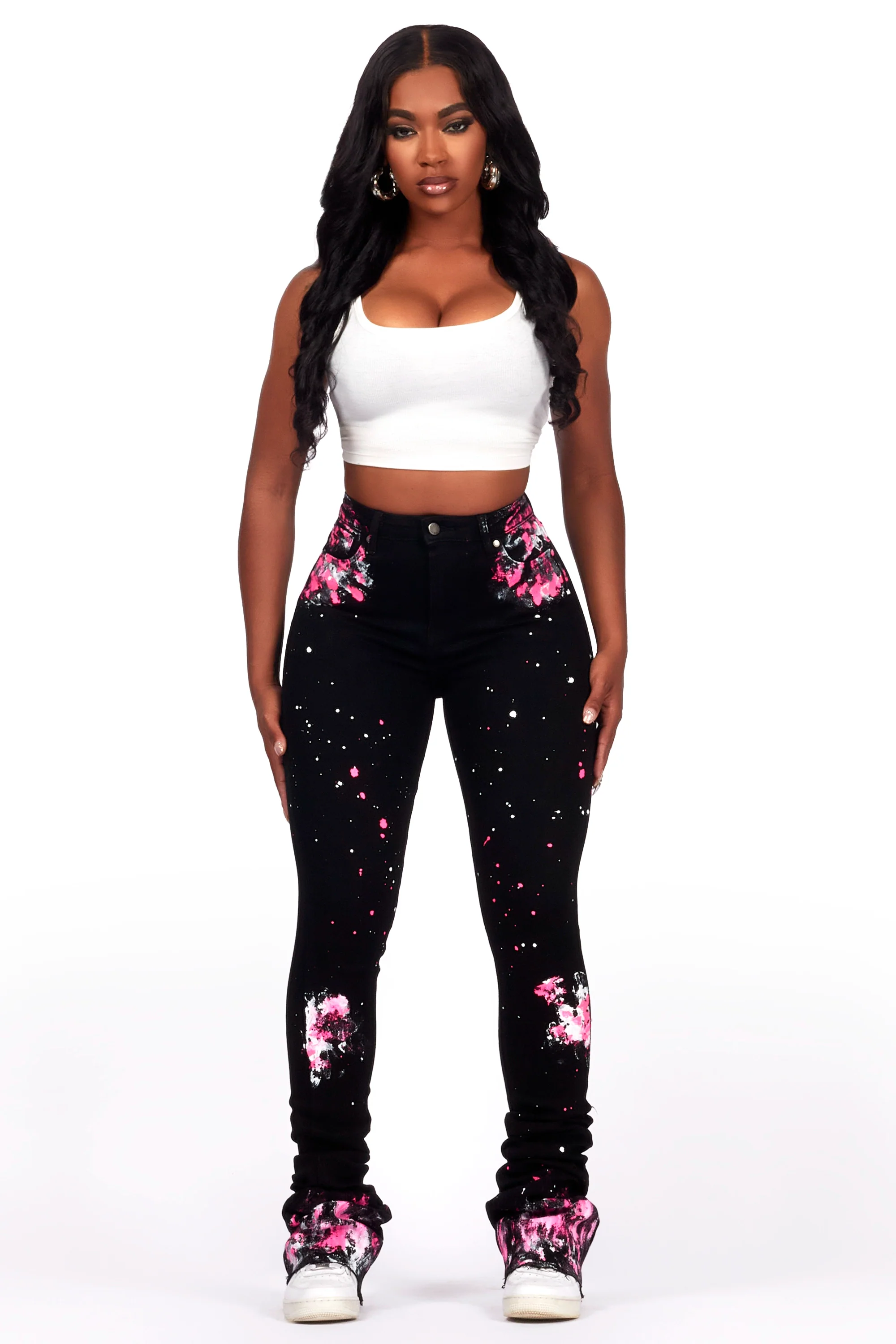 Claudine Black Painted Super Stacked Jean - Image 2