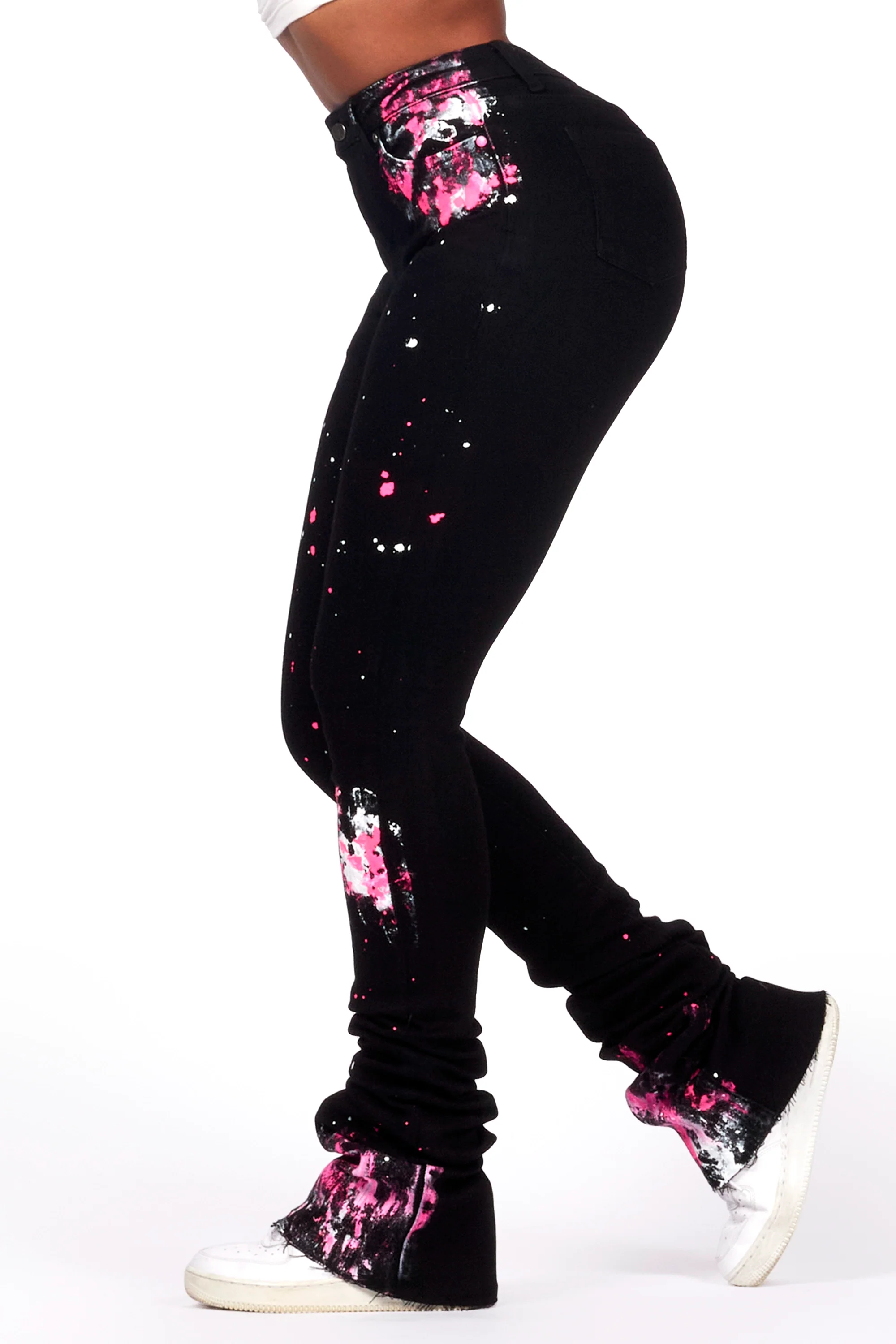 Claudine Black Painted Super Stacked Jean - Image 4