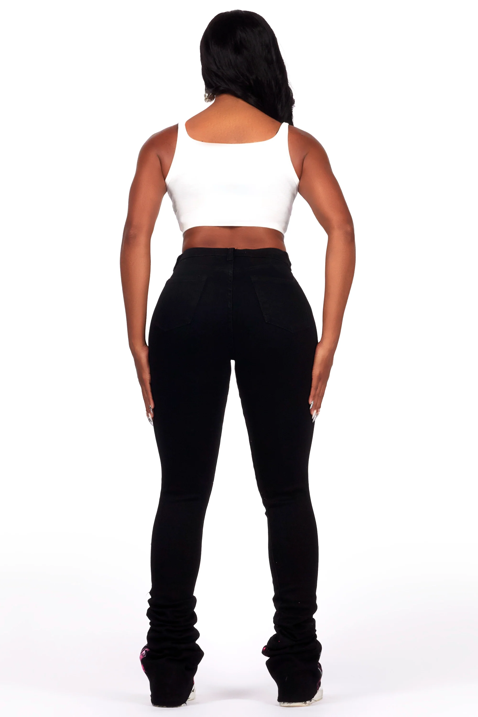 Claudine Black Painted Super Stacked Jean - Image 5