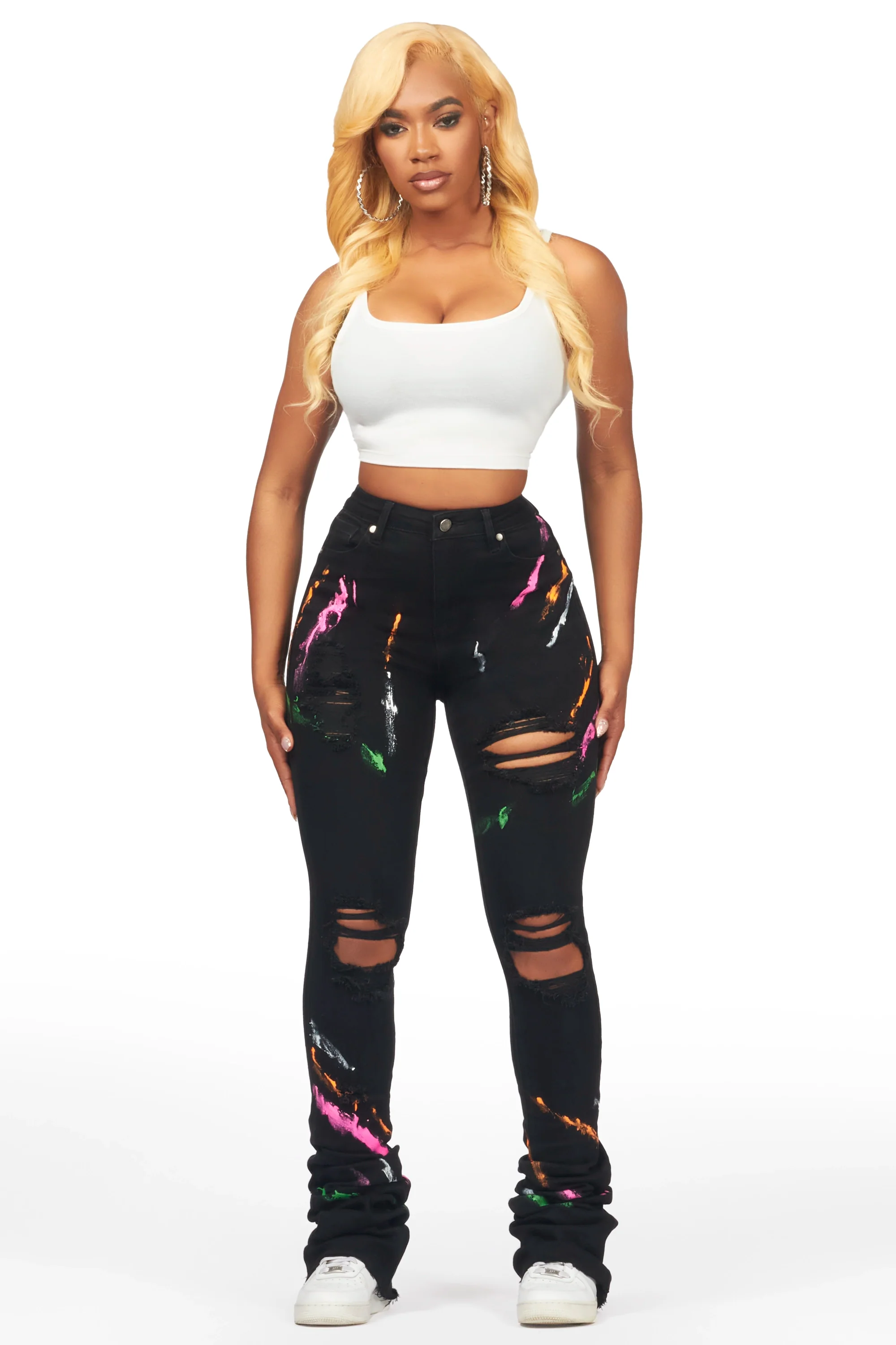 Marissa Black Painted Super Stacked Jean - Image 4