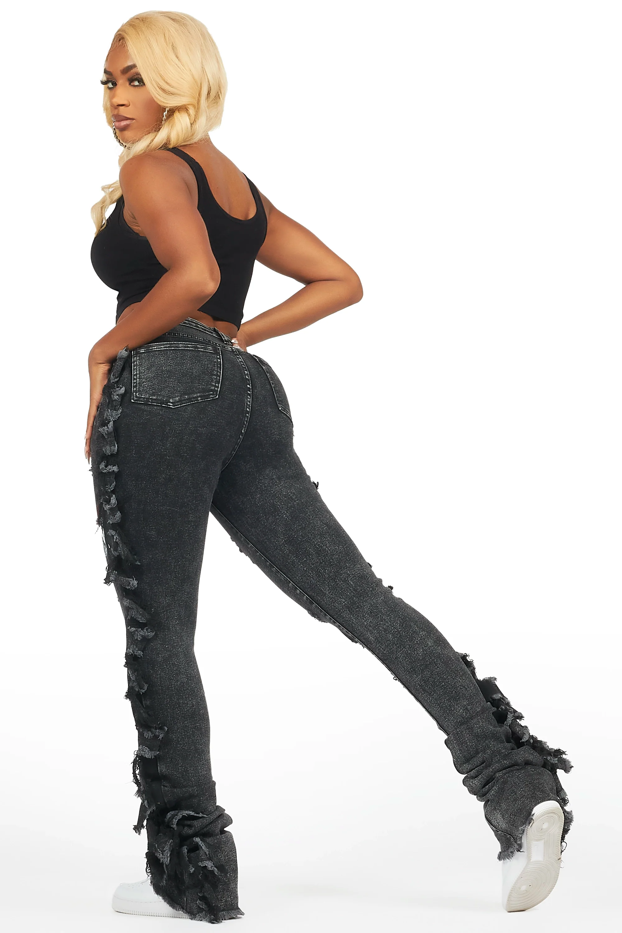 Analyse Black Wash Painted Super Stacked Jean - Image 5