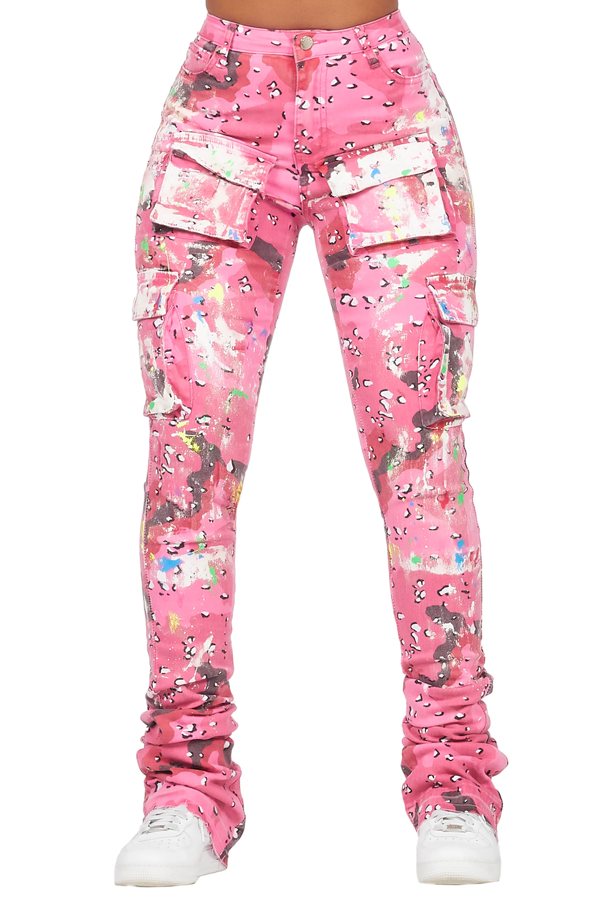 Brandie Pink Camo Painted Super Stacked Jean - Image 9