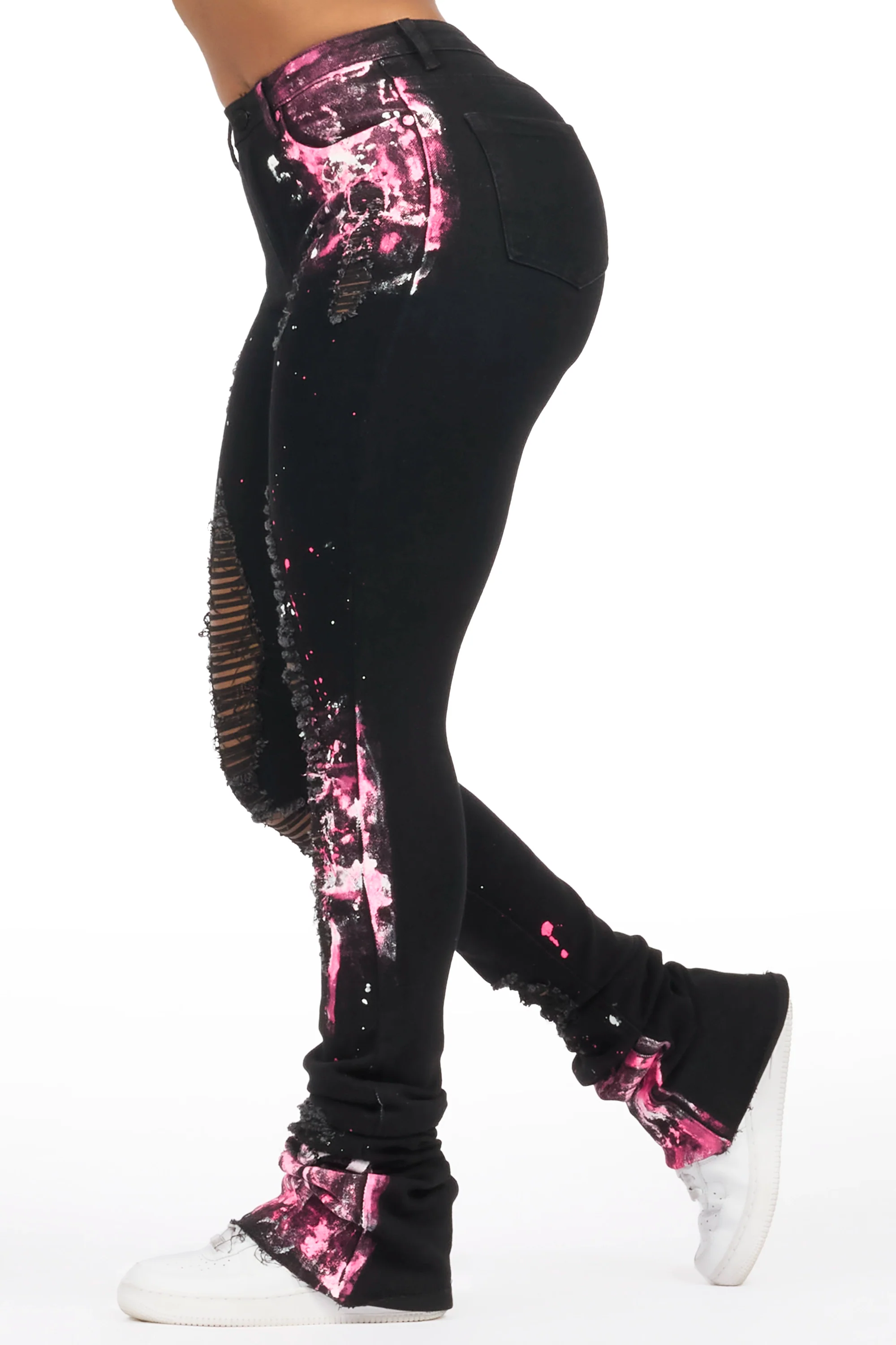 Terrika Black Painted Super Stacked Jean - Image 4