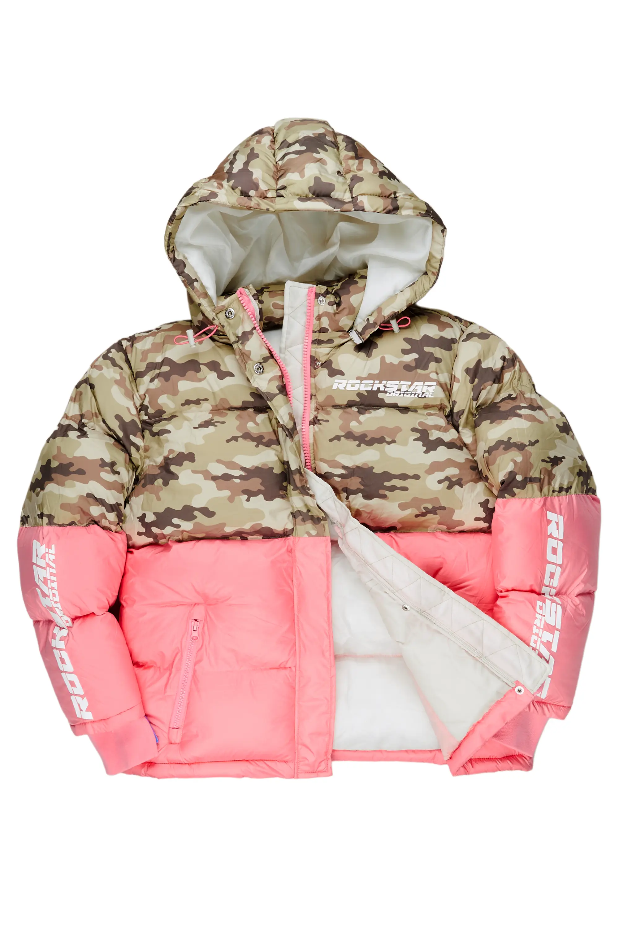 Jennay Pink/Camo Puffer Jacket - Image 2