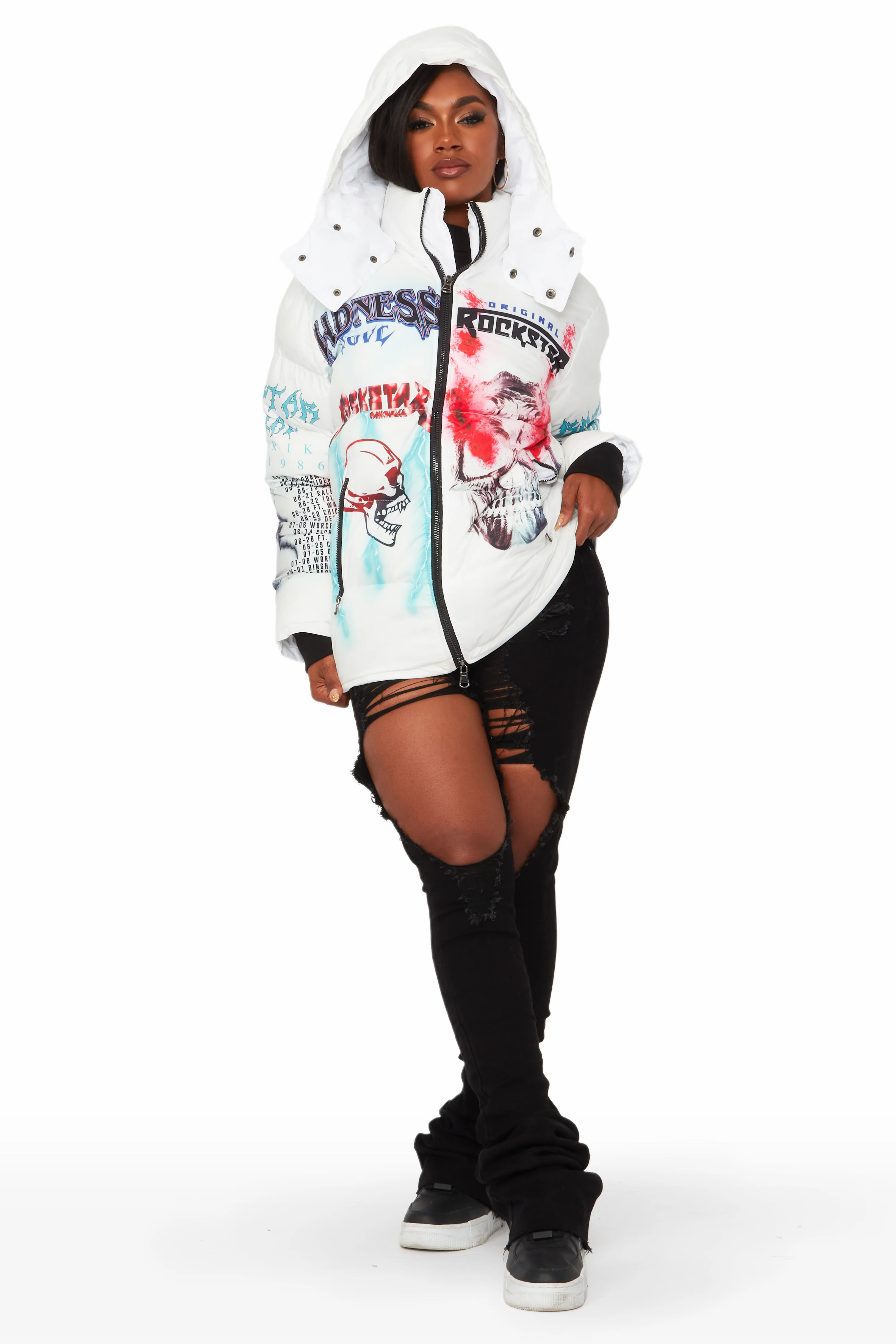 Baily White Oversized Puffer Jacket - Image 7