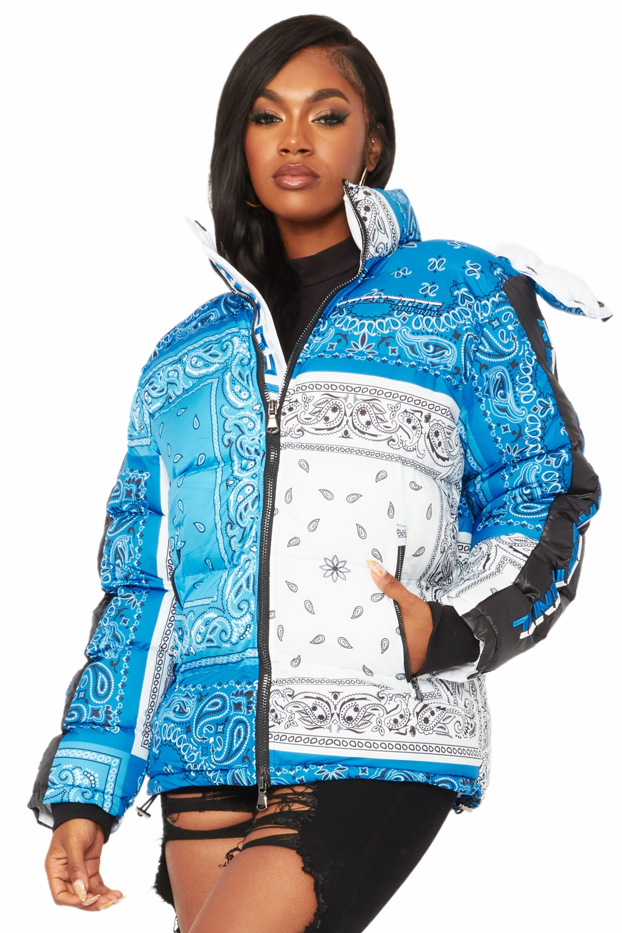 Who's Team Blue Oversized Puffer Jacket - Image 5