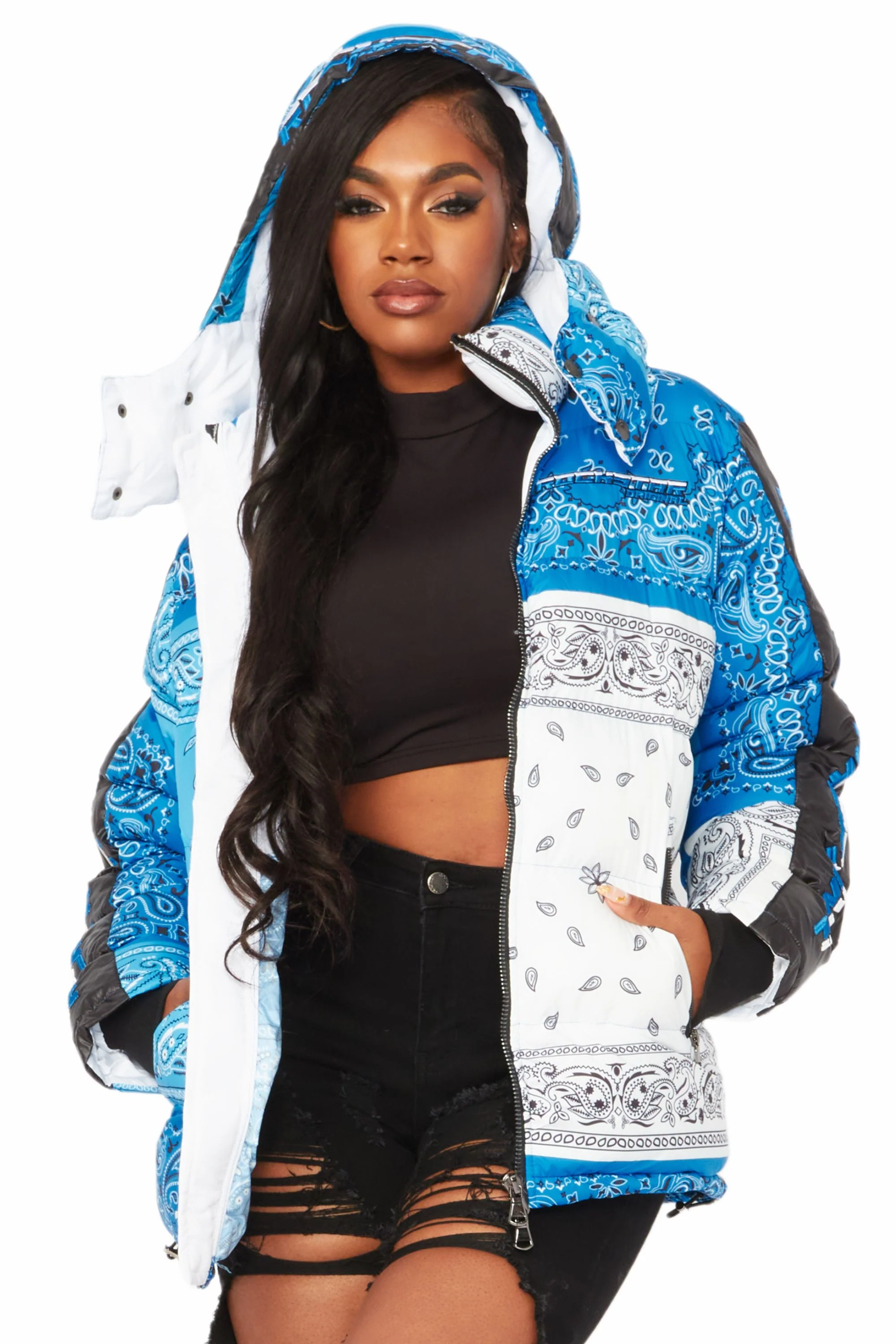 Who's Team Blue Oversized Puffer Jacket - Image 9