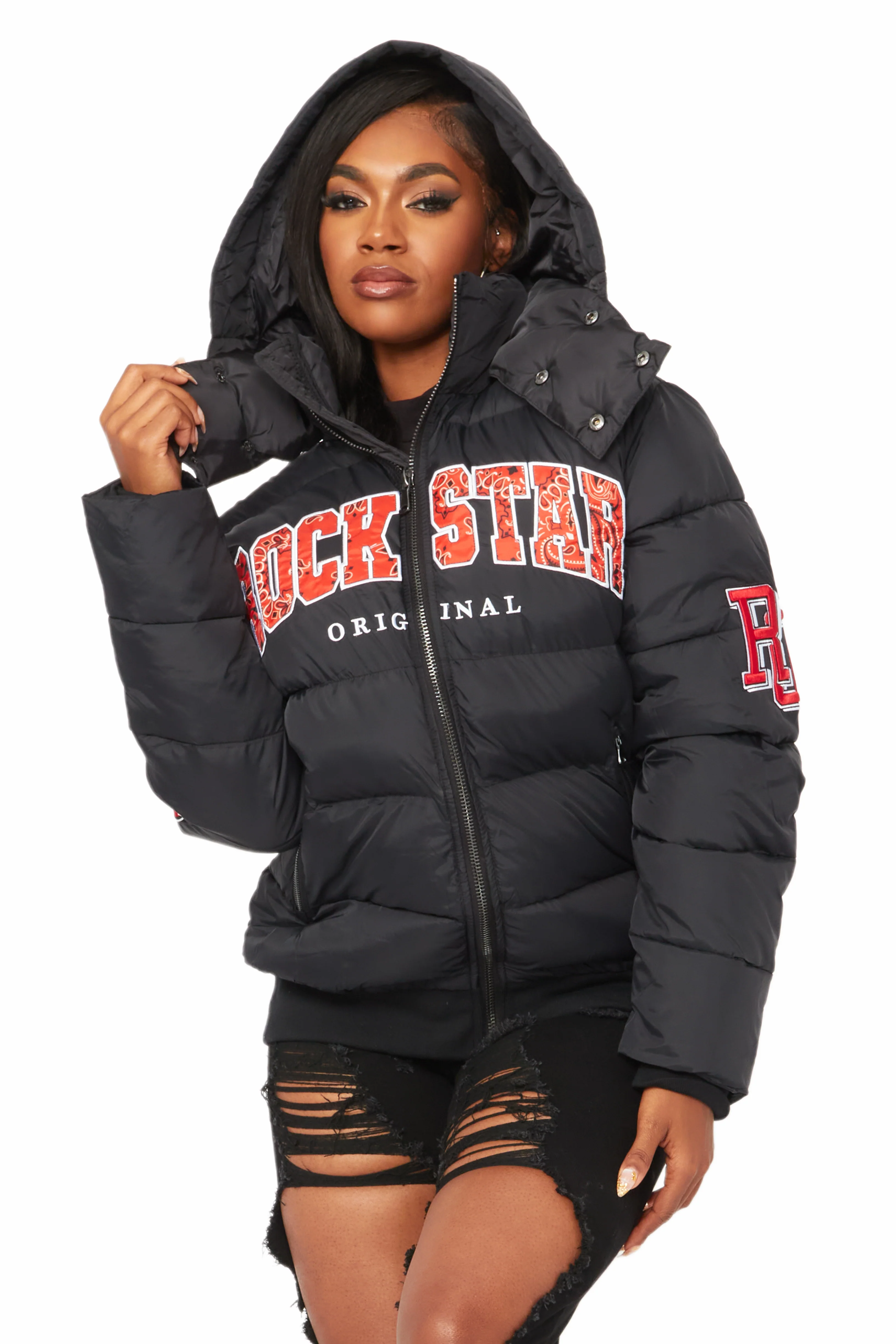 Latoya Black Oversized Puffer Jacket - Image 2