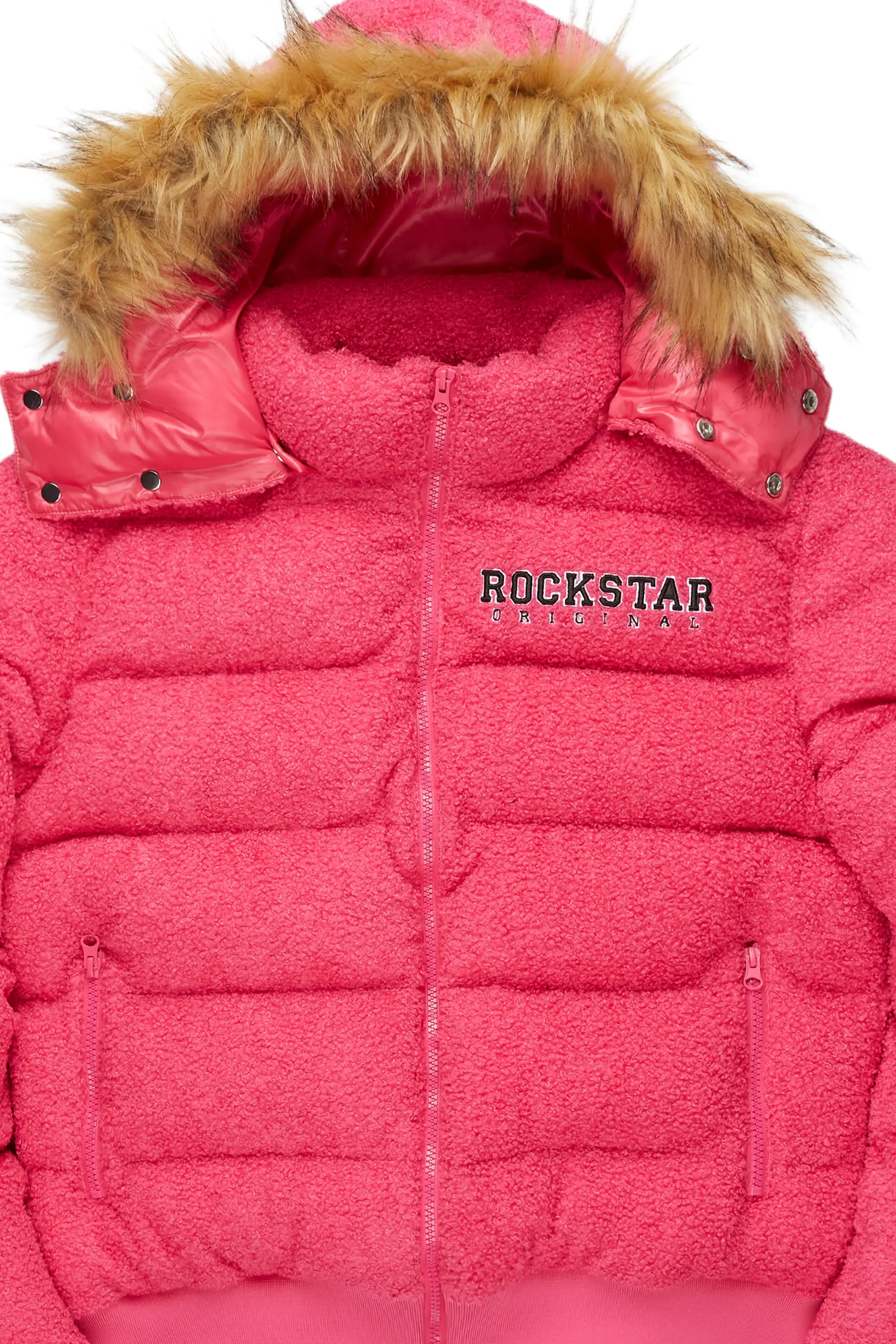 Kesia 2.0 Fuchsia Sherpa Puffer Jacket - Image 3