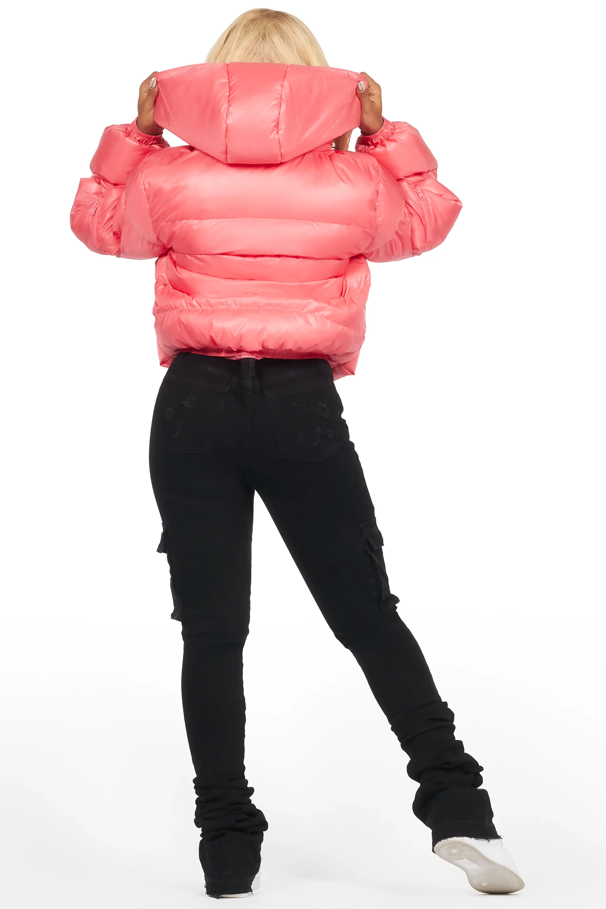 Keisha Pink Cargo Puffer Jacket - Image 14