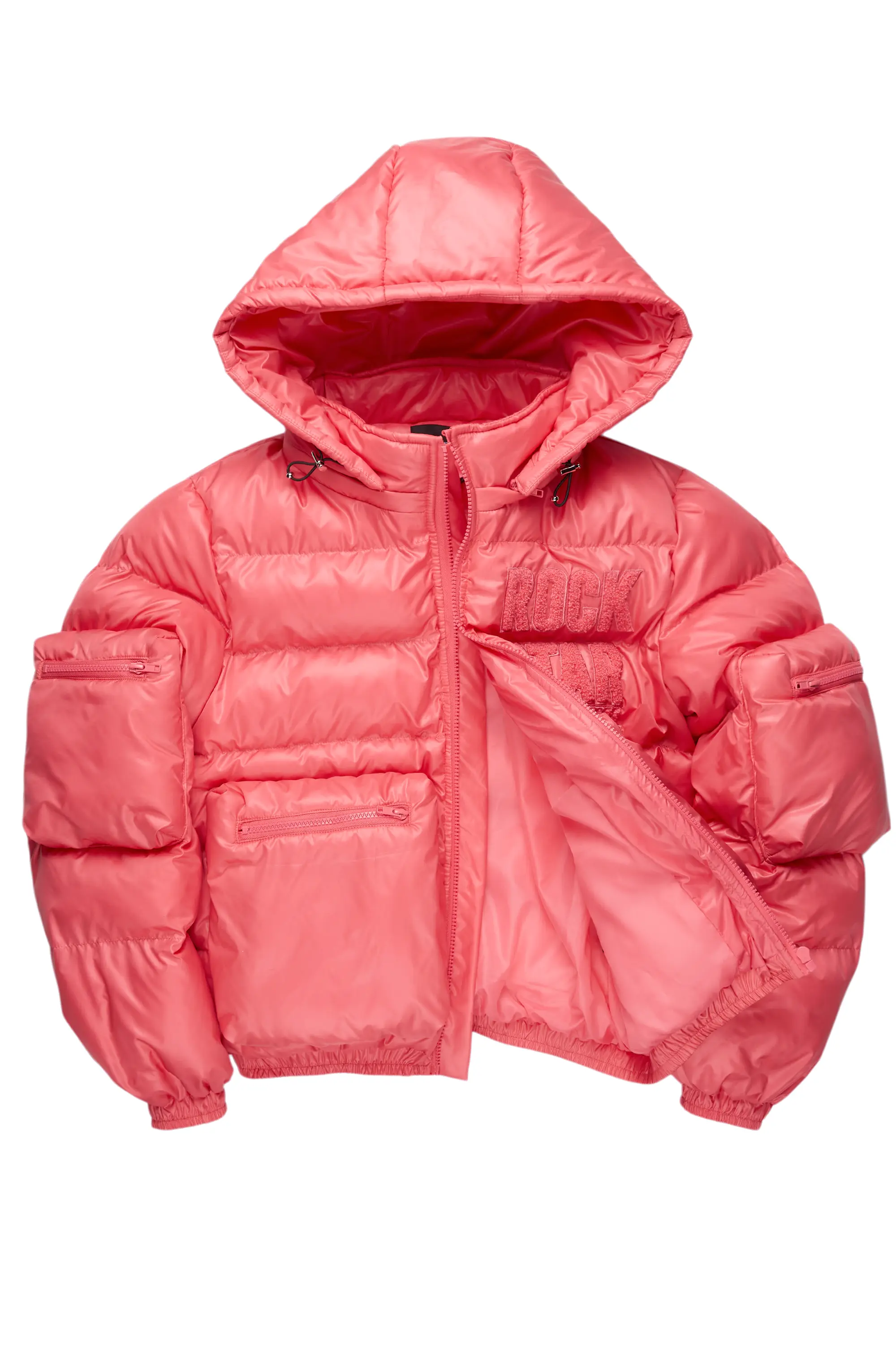 Keisha Pink Cargo Puffer Jacket - Image 3