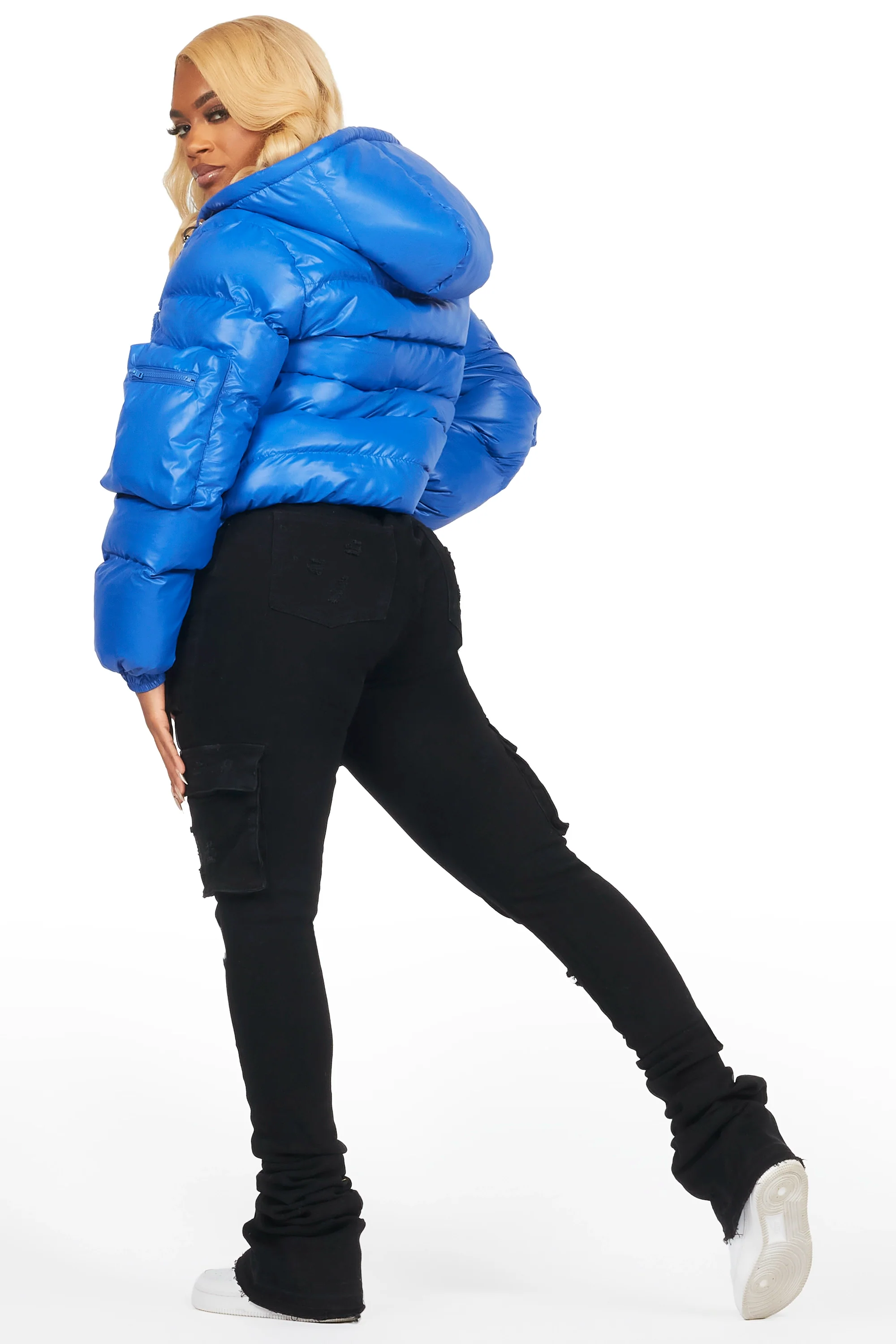 Keisha Royal Blue Cargo Puffer Jacket - Image 14