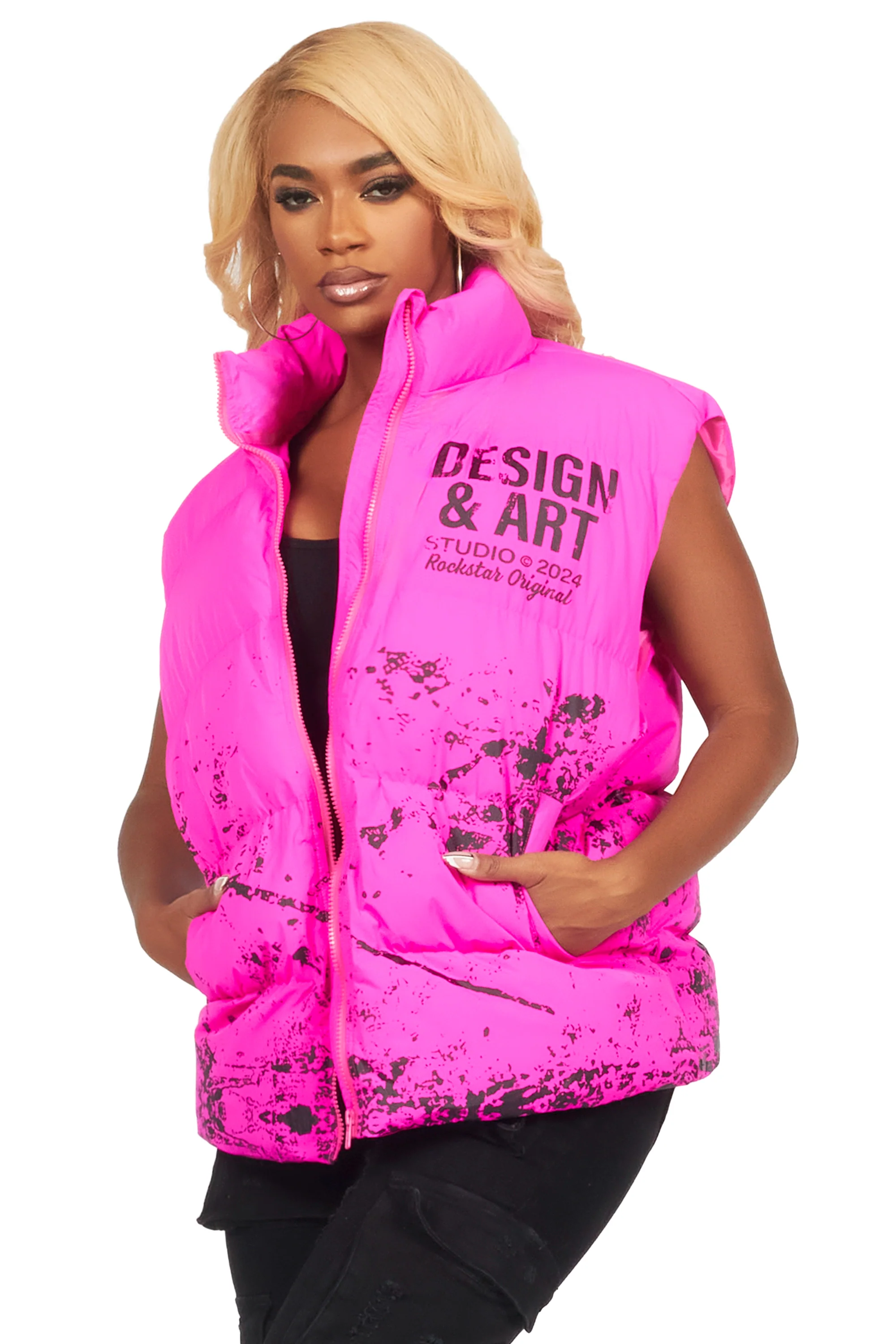 Lamanda Hot Pink Puffer Vest - Image 11