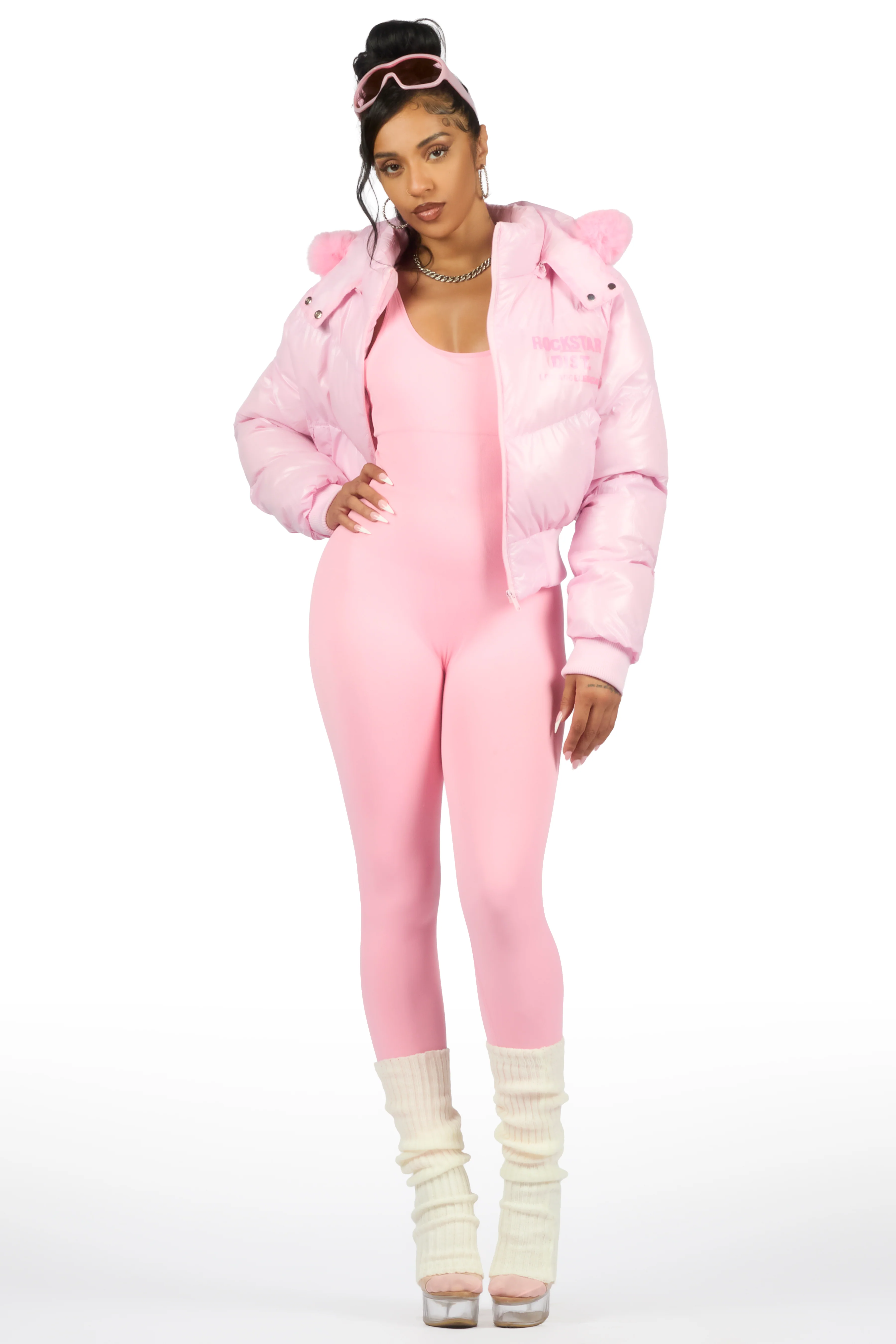 Moncia Pink Puffer Jacket - Image 14