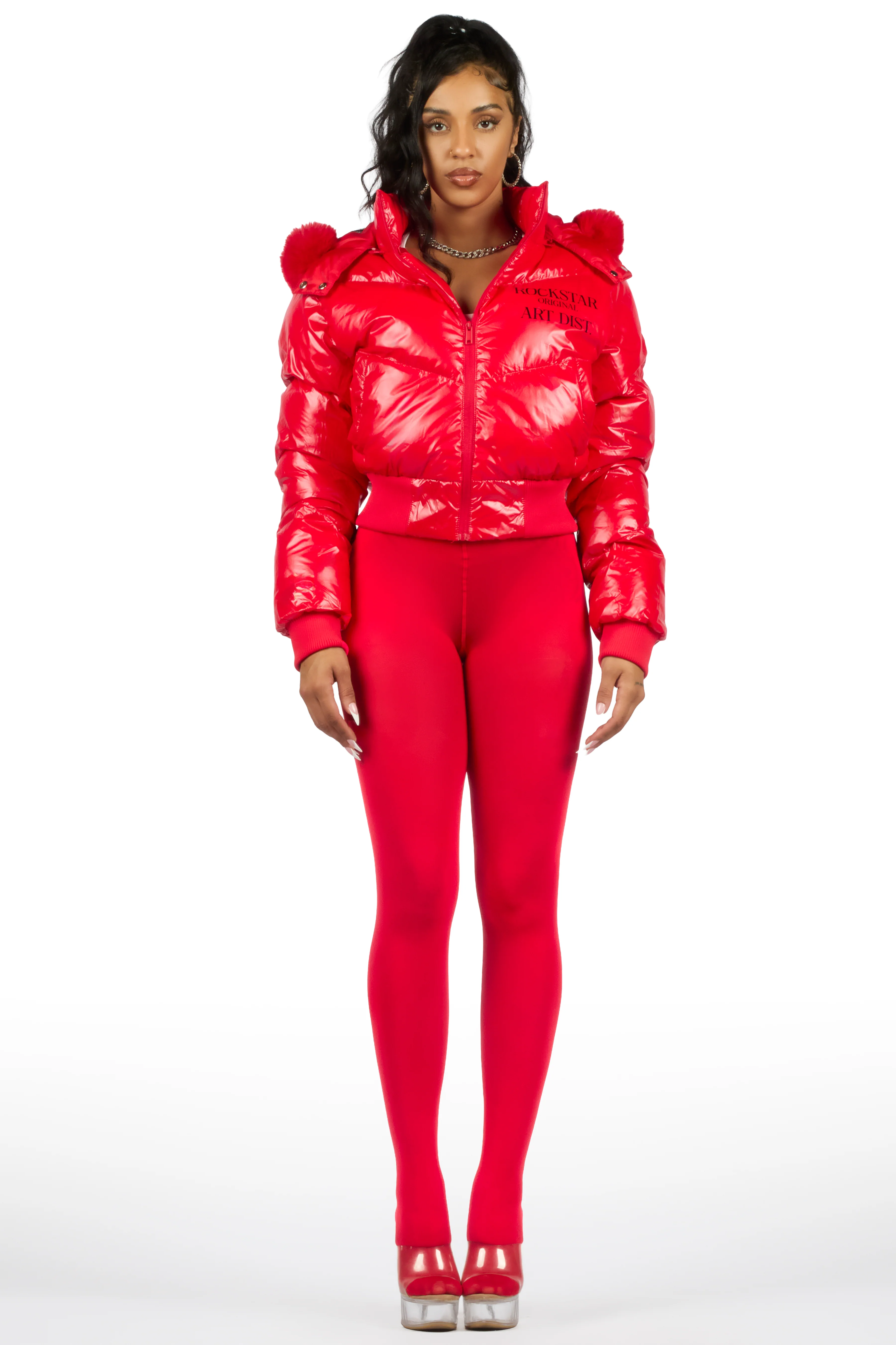 Destina Red Puffer Jacket - Image 8