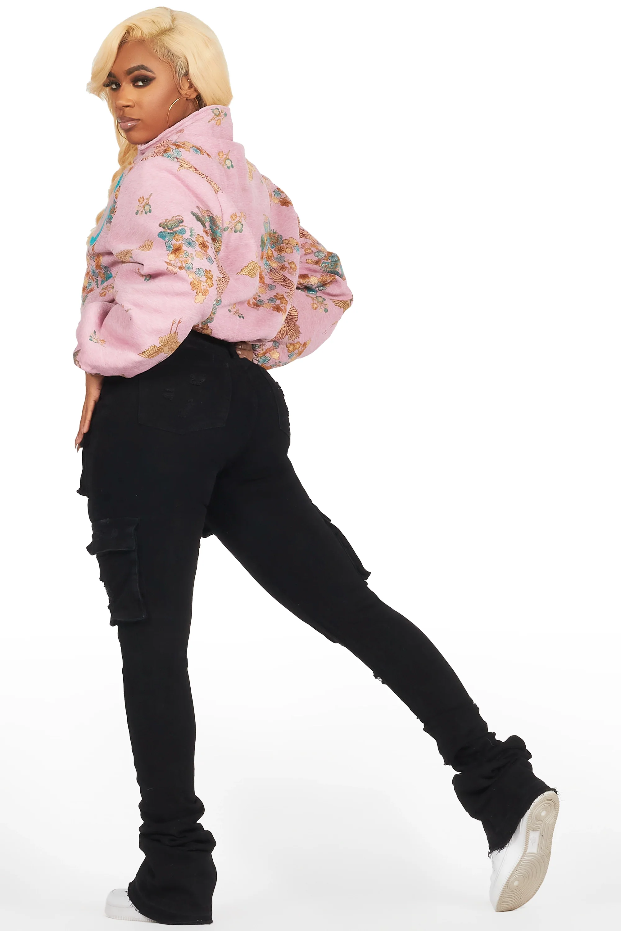 Vatasha Pink Tapestry Puffer Jacket - Image 12