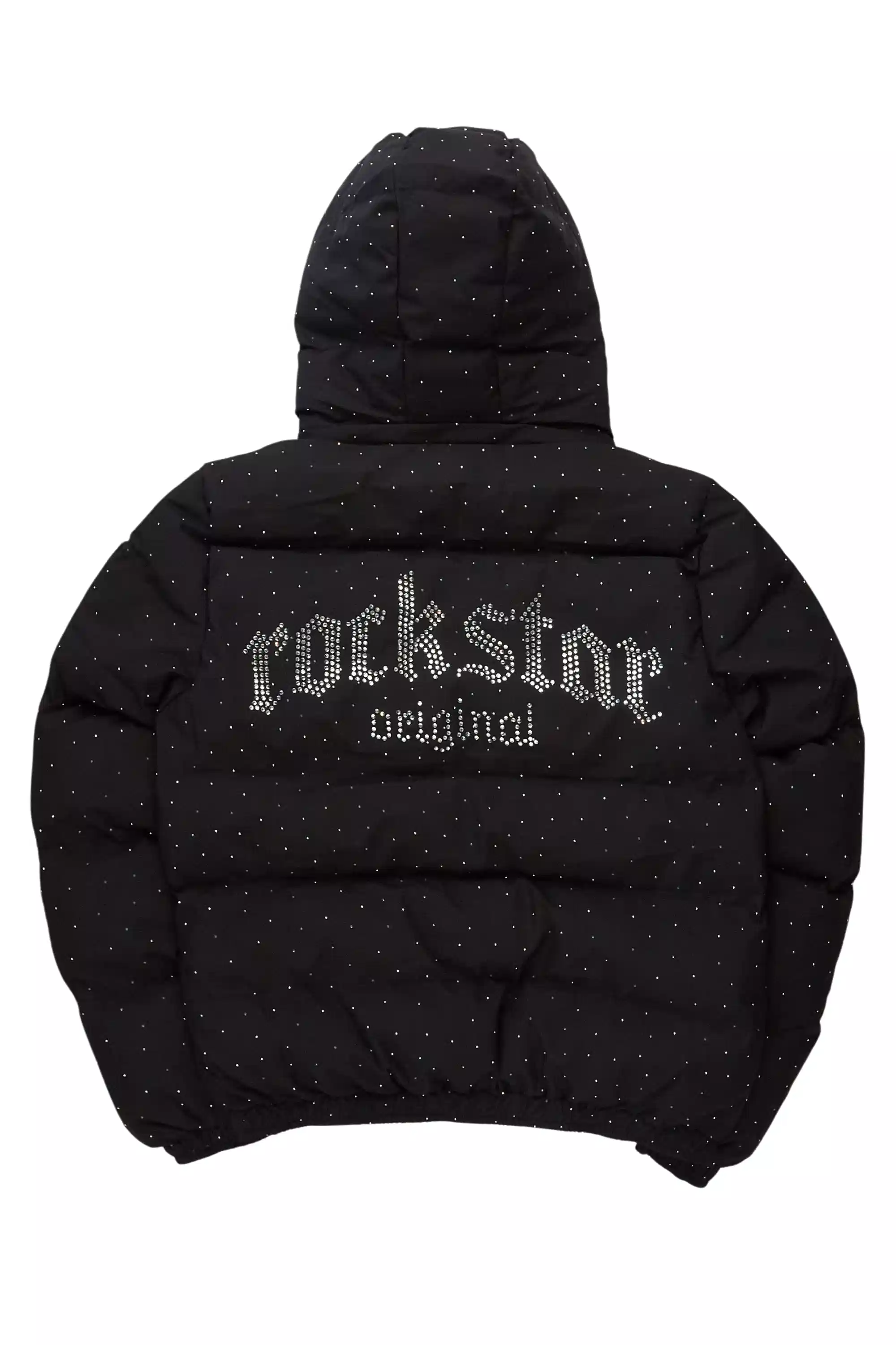 Onellia Black Rhinestone Puffer Jacket - Image 5
