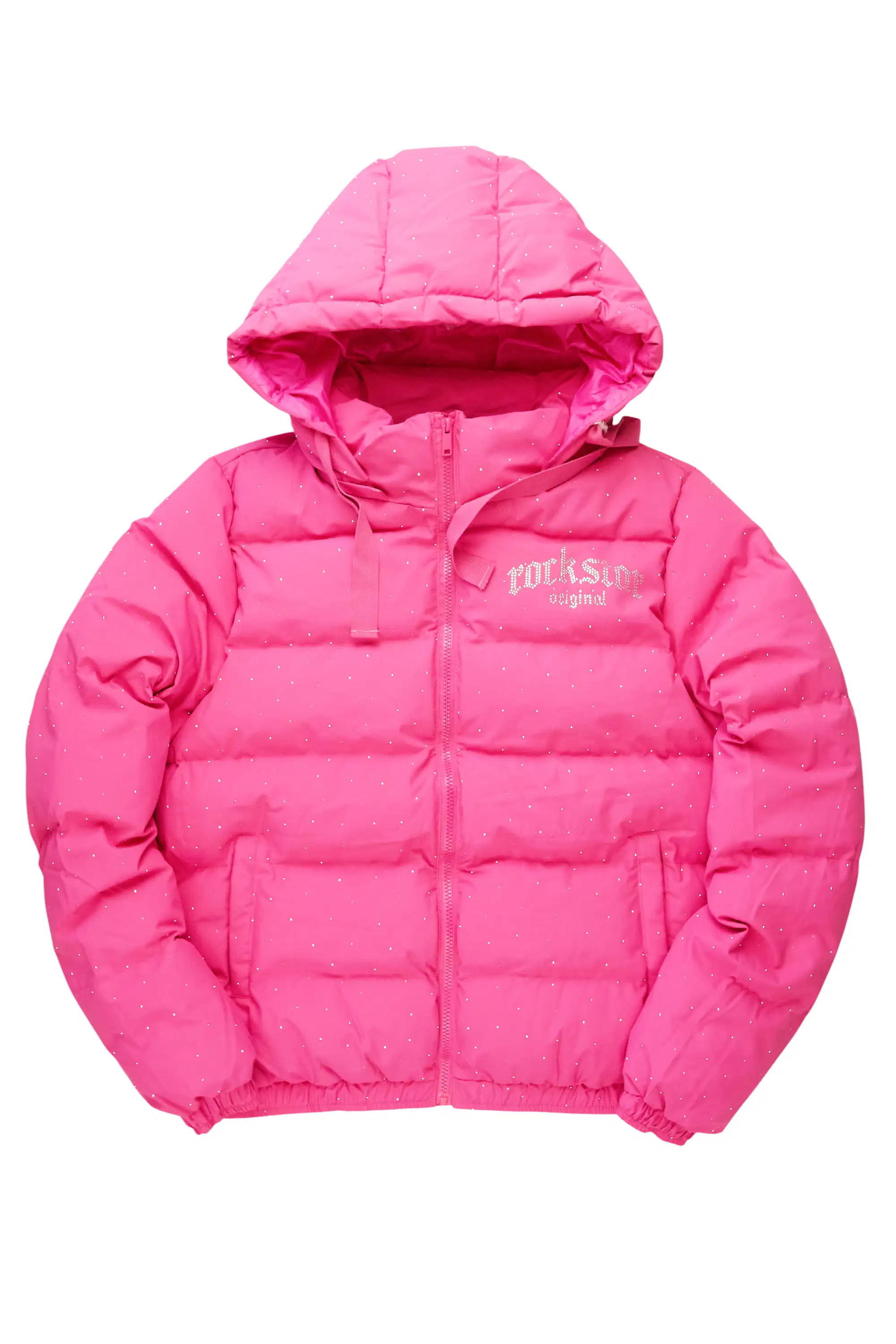 Onellia Hot Pink Rhinestone Puffer Jacket - Image 3