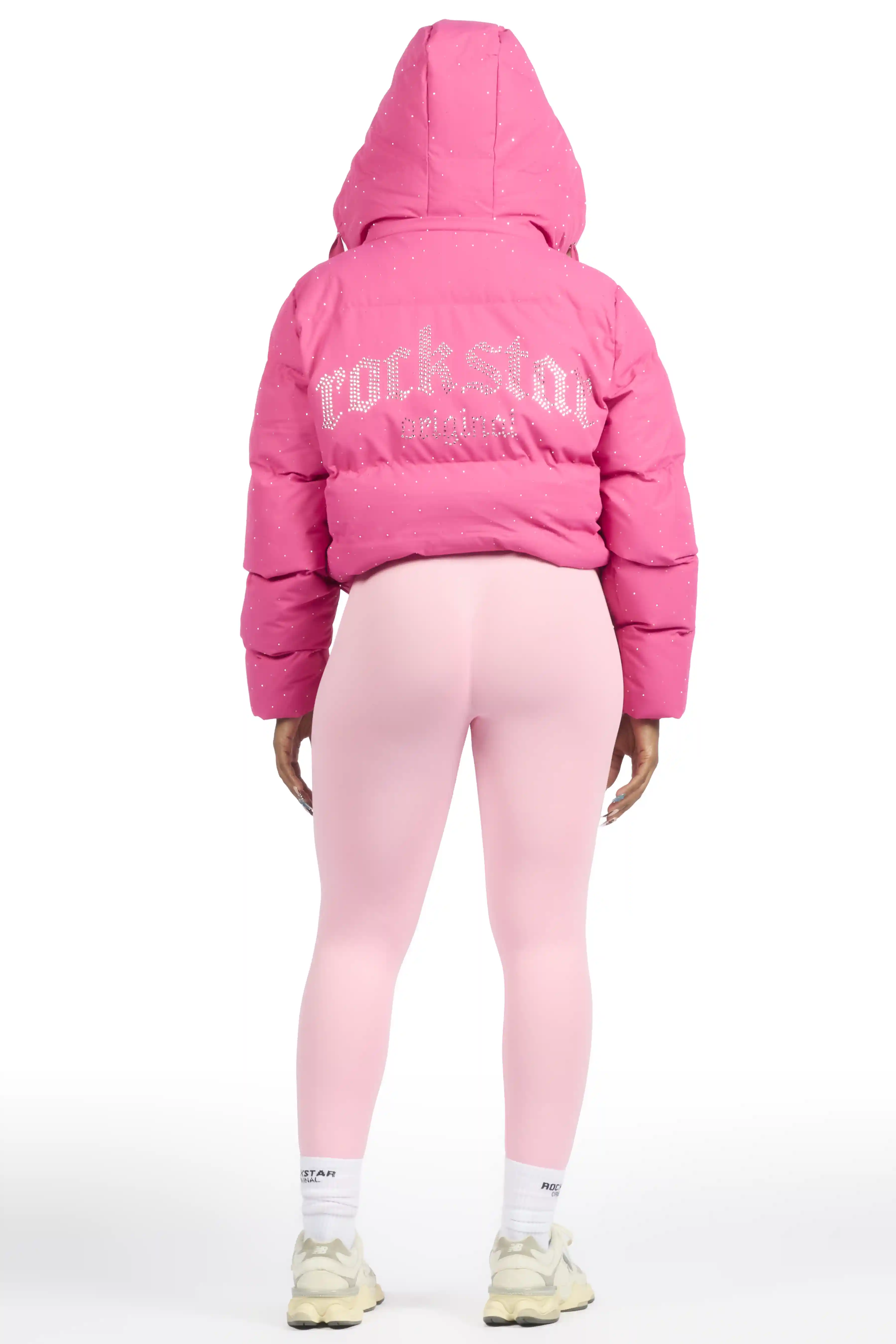 Onellia Hot Pink Rhinestone Puffer Jacket - Image 7