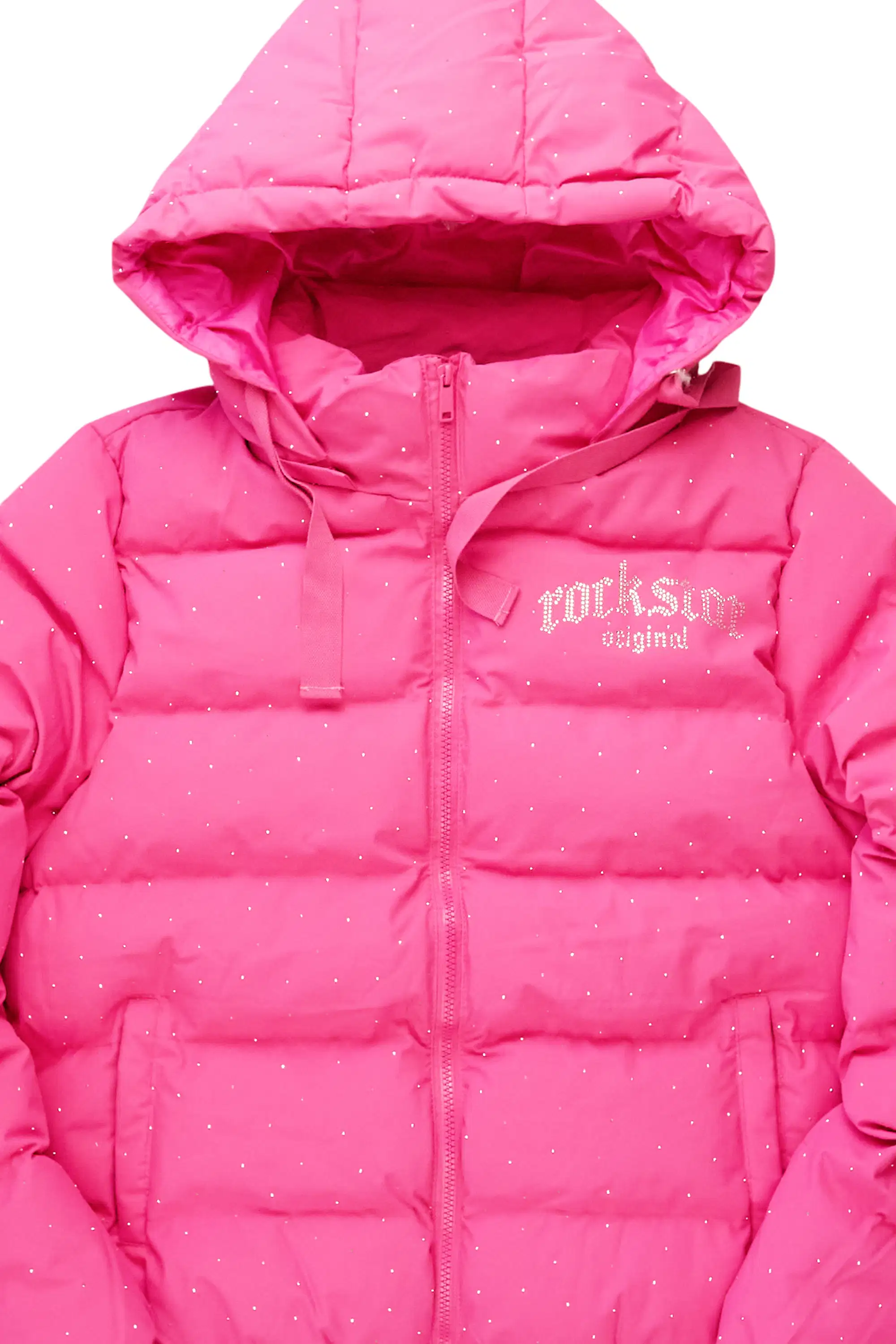 Onellia Hot Pink Rhinestone Puffer Jacket - Image 9