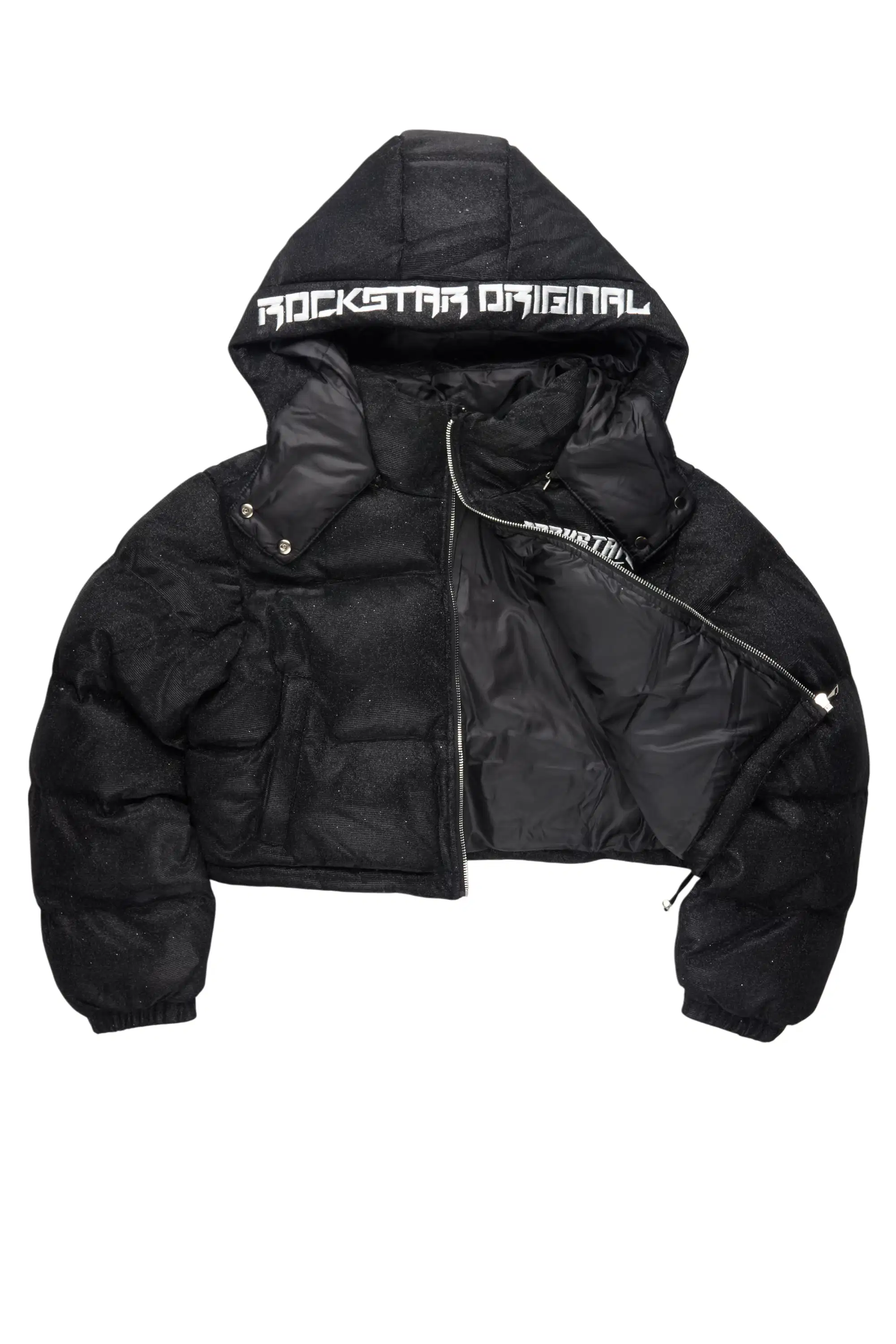 Meranda Black Glitter Puffer Jacket - Image 6