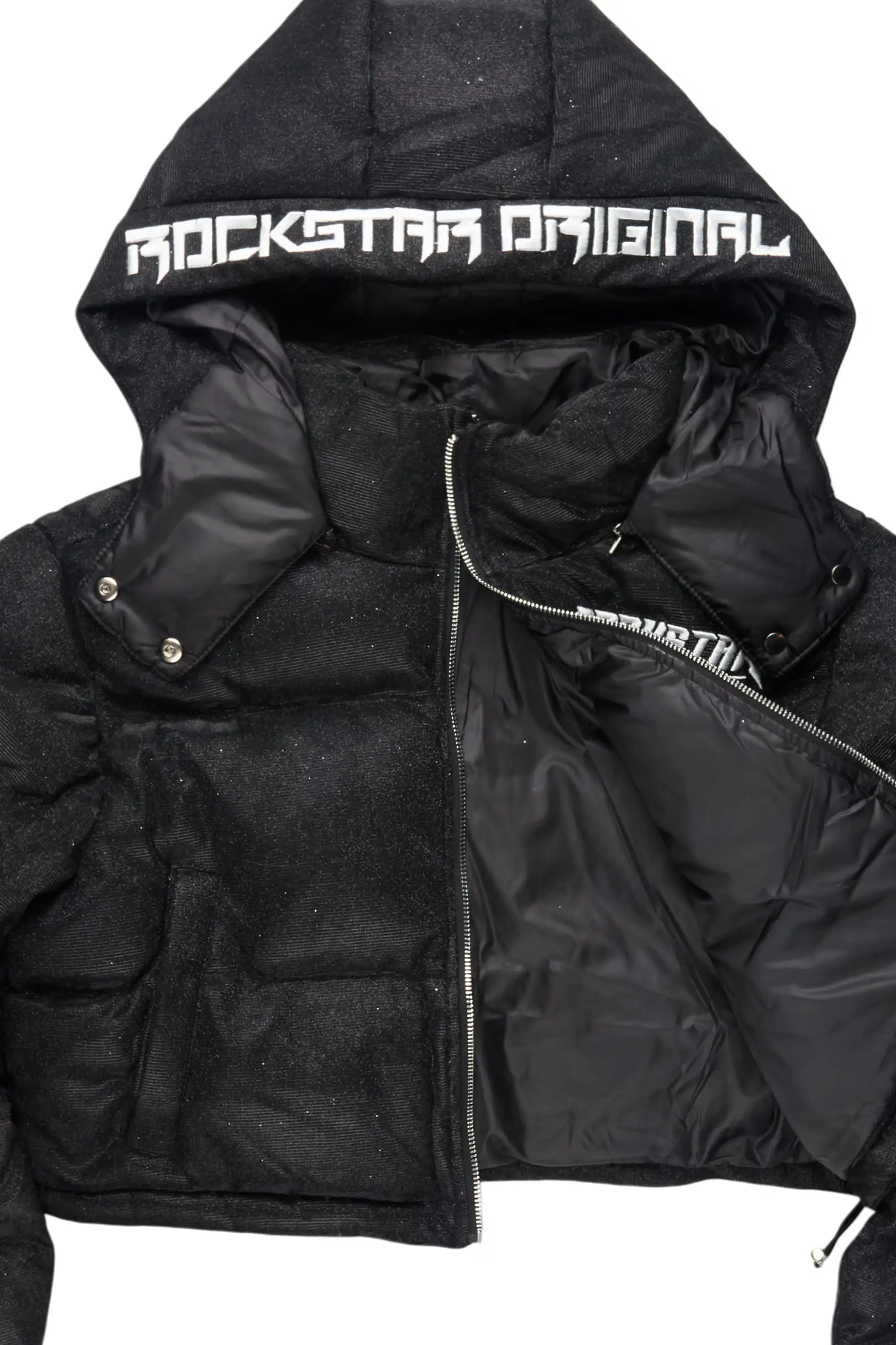 Meranda Black Glitter Puffer Jacket - Image 9