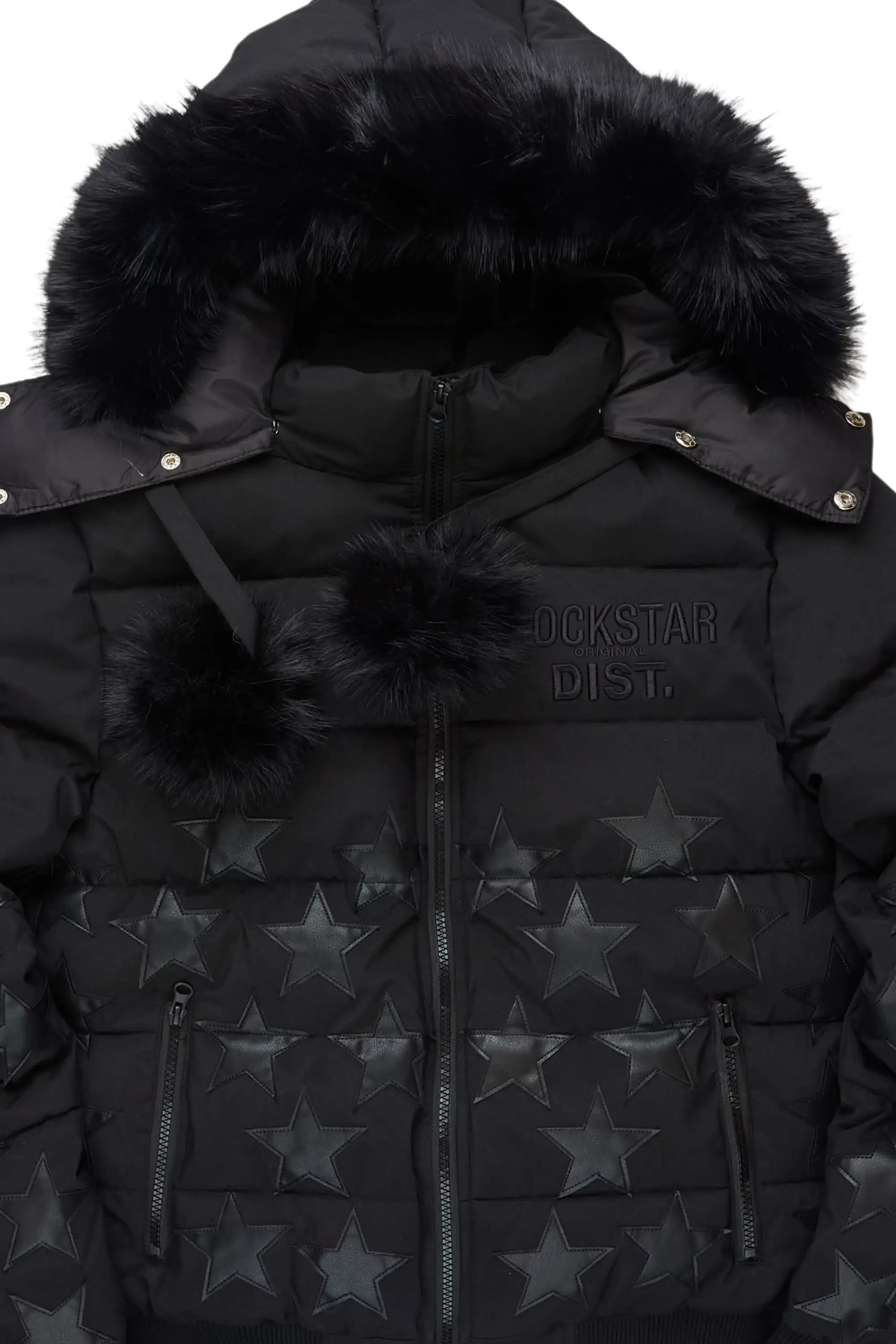 Starlena Black Puffer Jacket With Fur Hood - Image 5