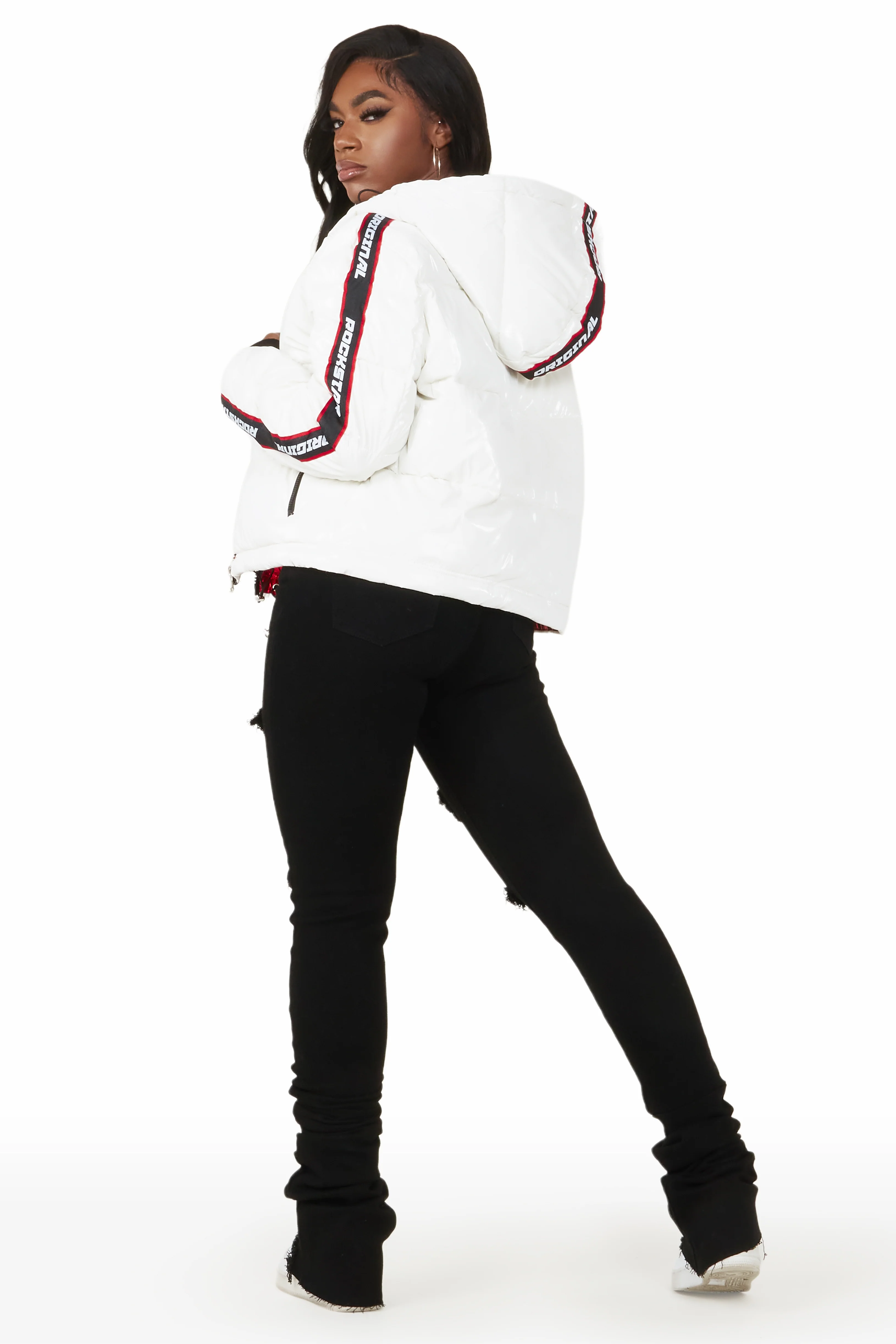 Jackey White Puffer Jacket - Image 3