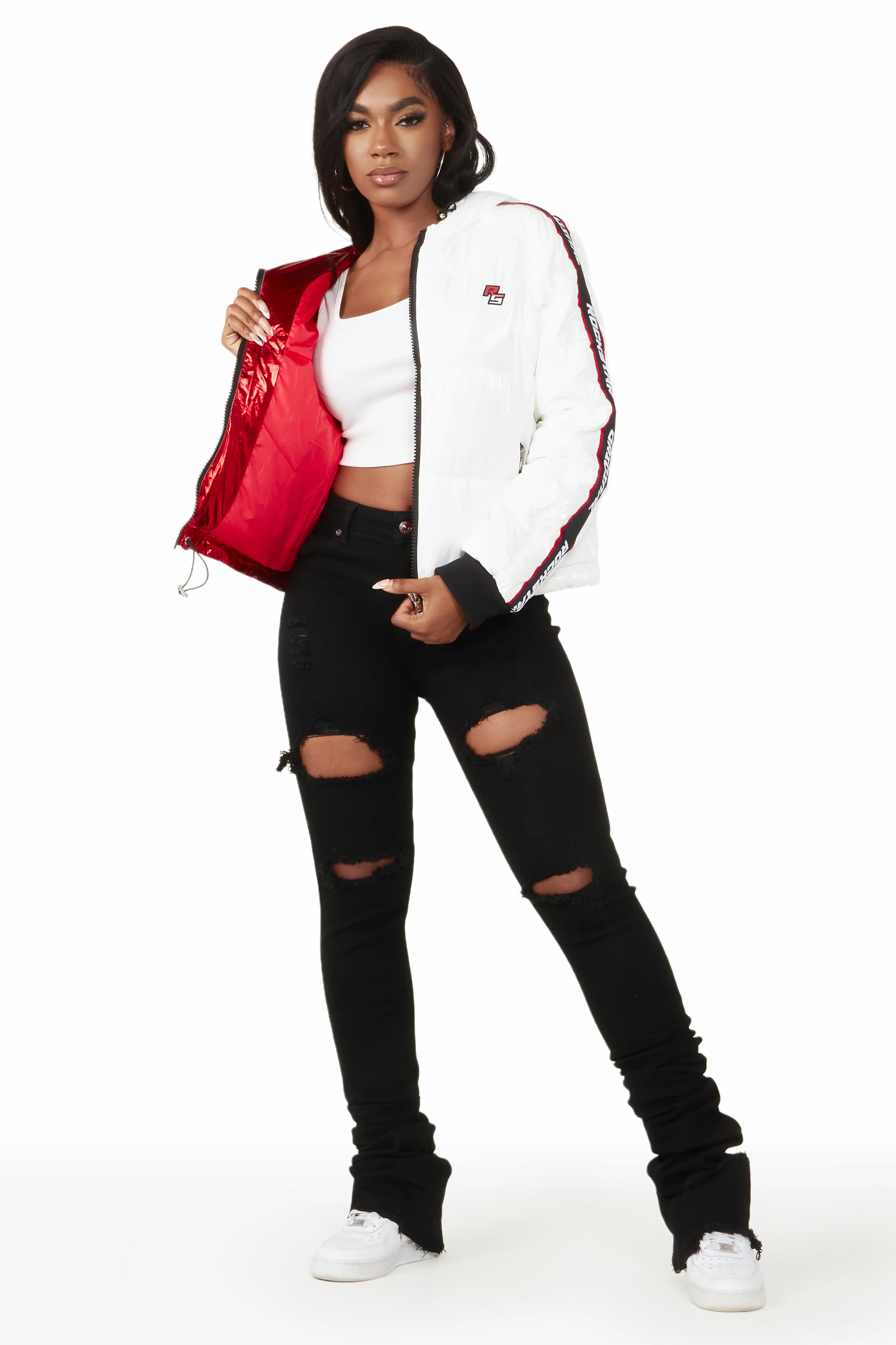Jackey White Puffer Jacket - Image 4