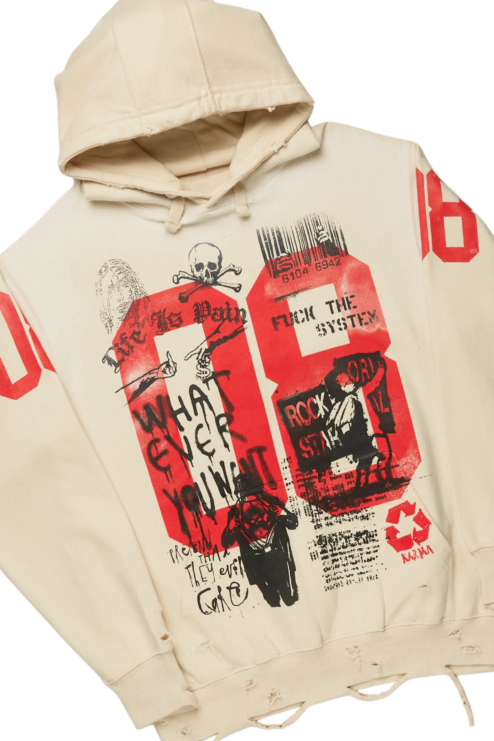 Arsenia Beige/Red Hoodie & Pant Set - Image 2