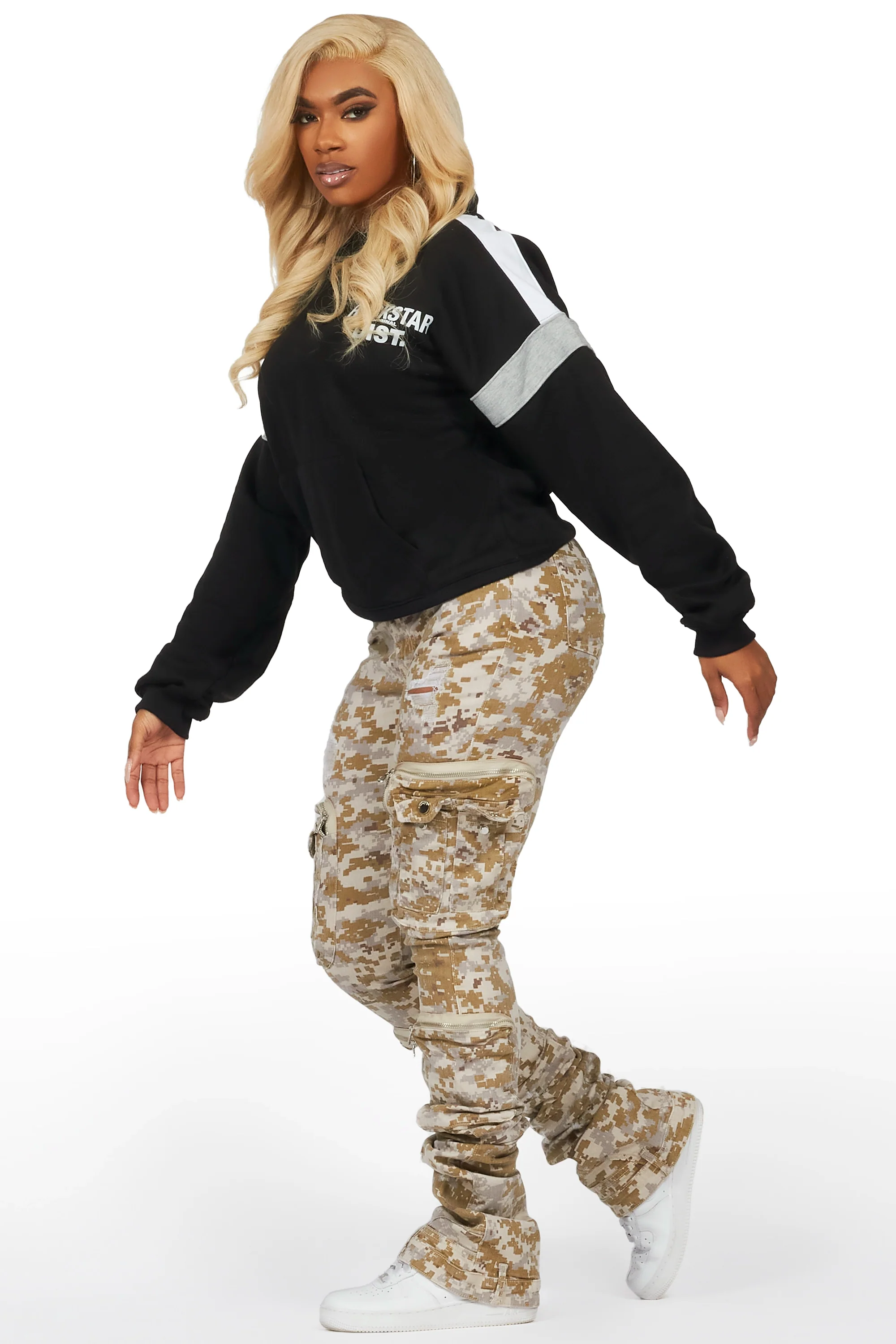 Tameeka Black/Camo Hoodie & Jean Set - Image 4