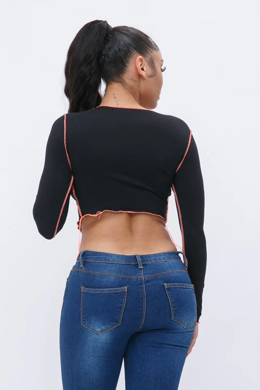 Kendell Black Long Sleeve Top - Image 3