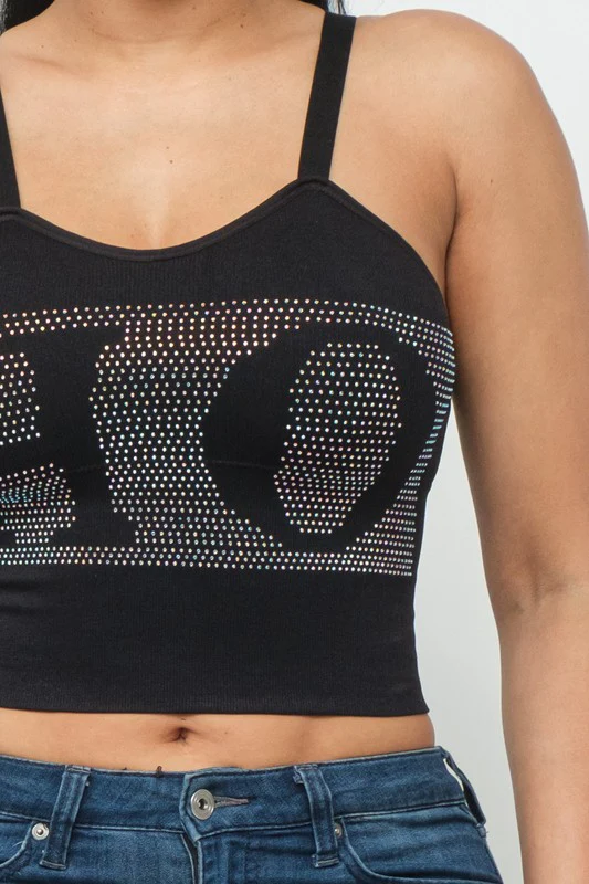 Gizelle Black Rhinestone Tank Top - Image 5