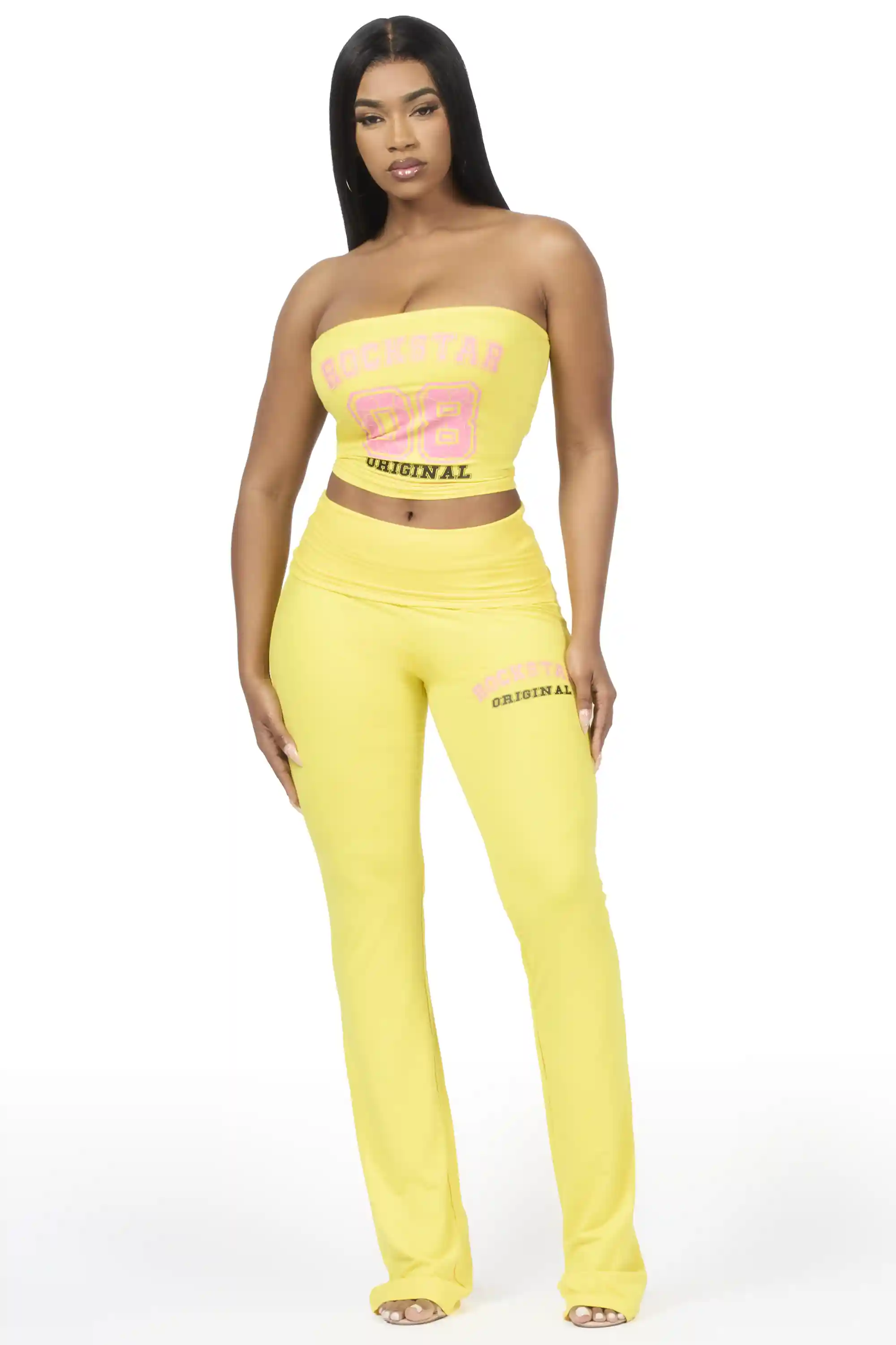 Lareshe Yellow Tube Foldover Pant Set - Image 2